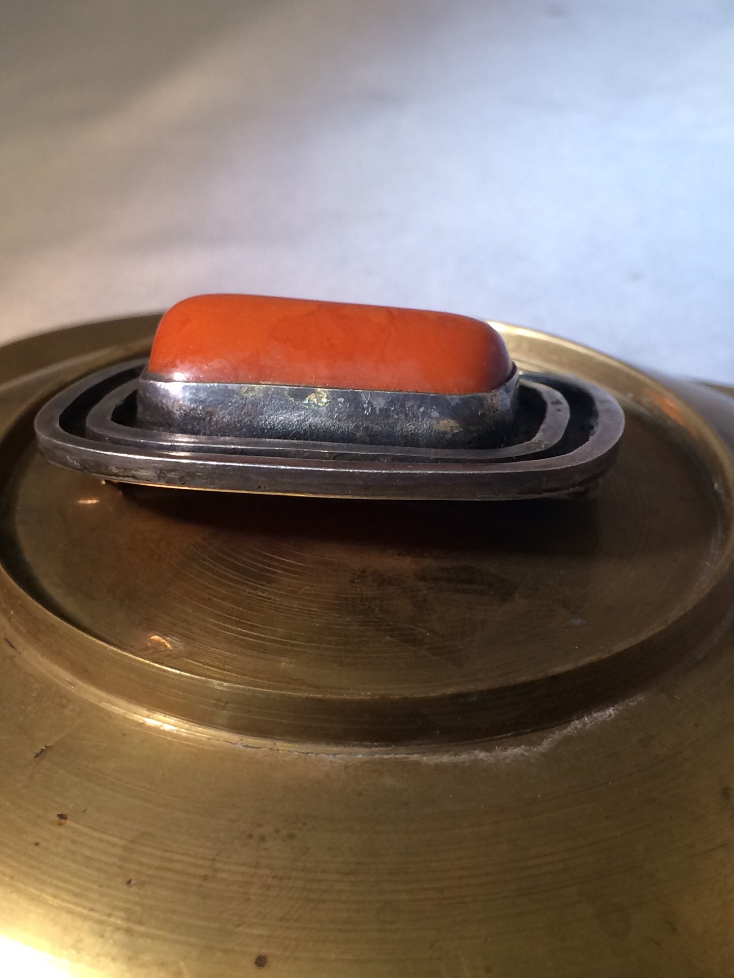 Silver and Bakelite Brooch
