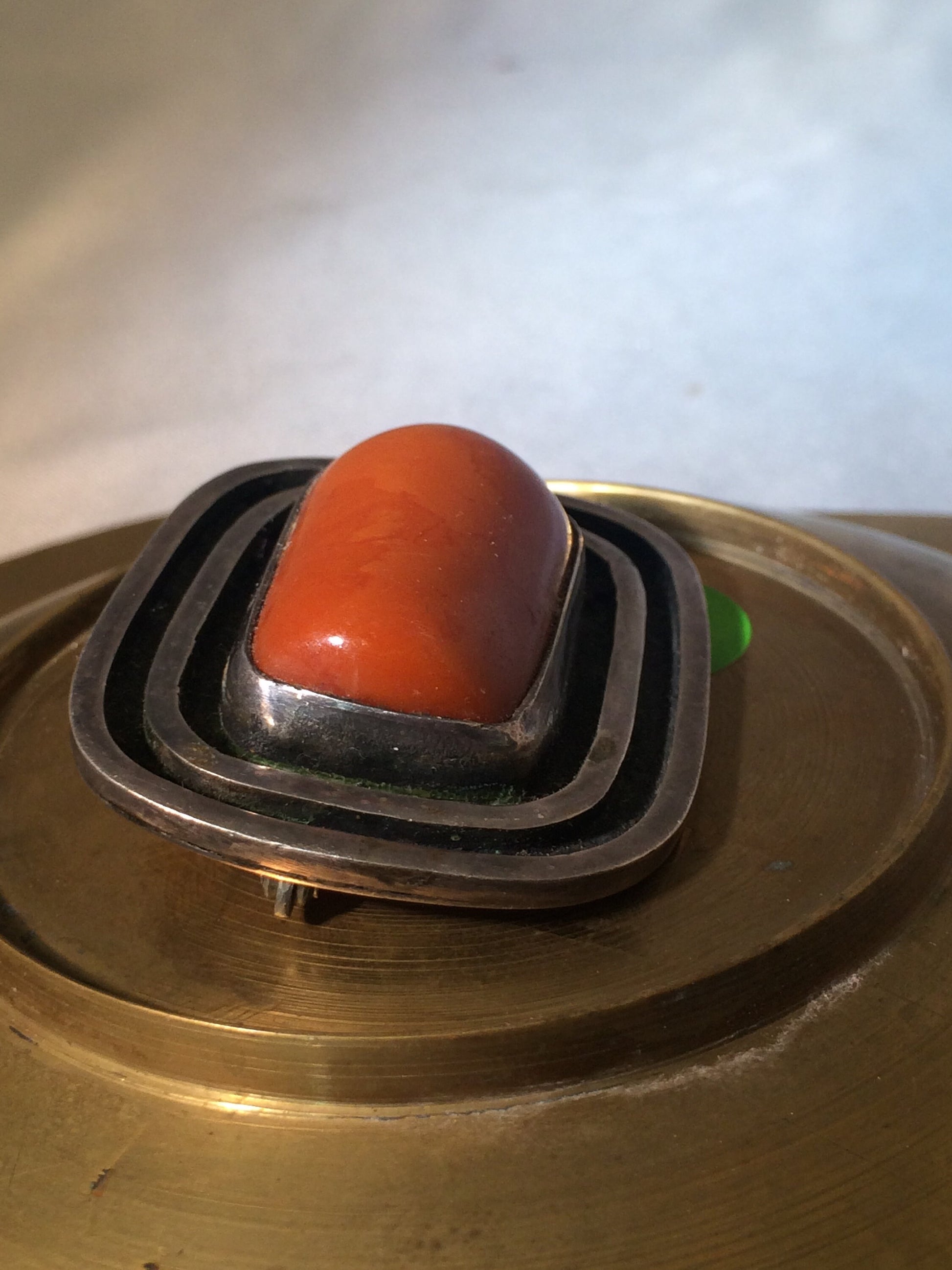 Silver and Bakelite Brooch