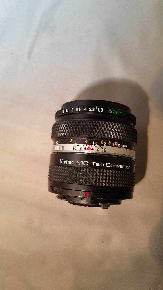 minolta 50mm 1.8 Camera Lens with MC Tele Converter