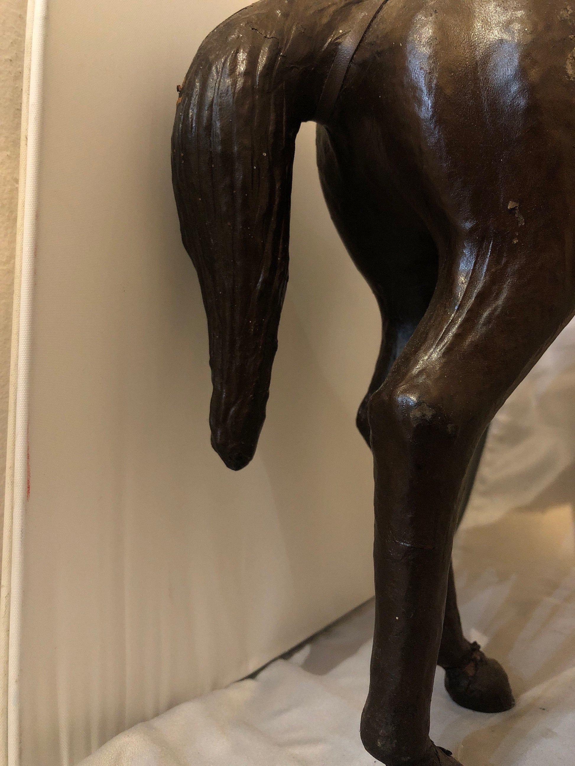 19th Century French leather horse sculpture