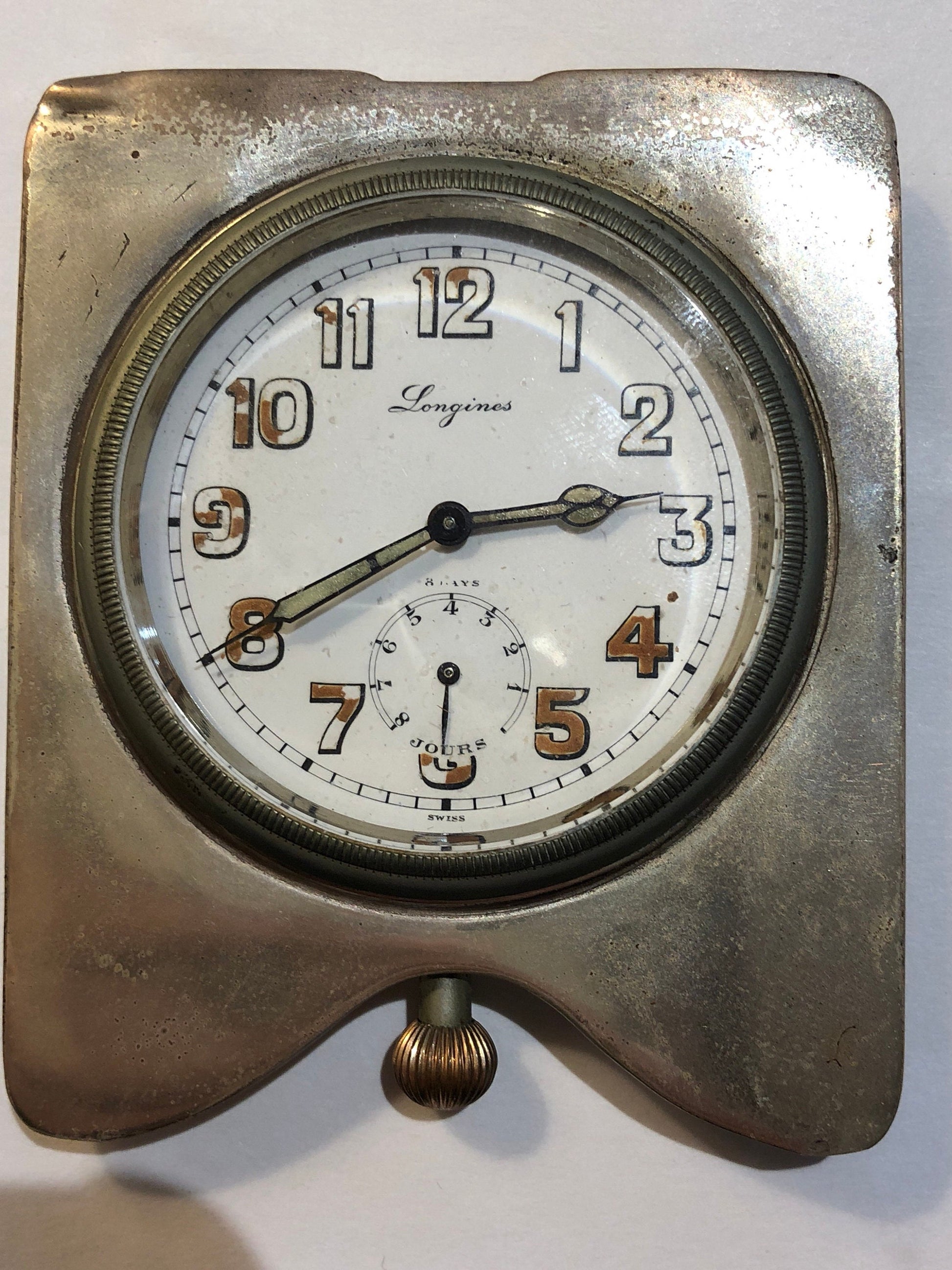 1912 Longines 8-day Silver Travel Clock