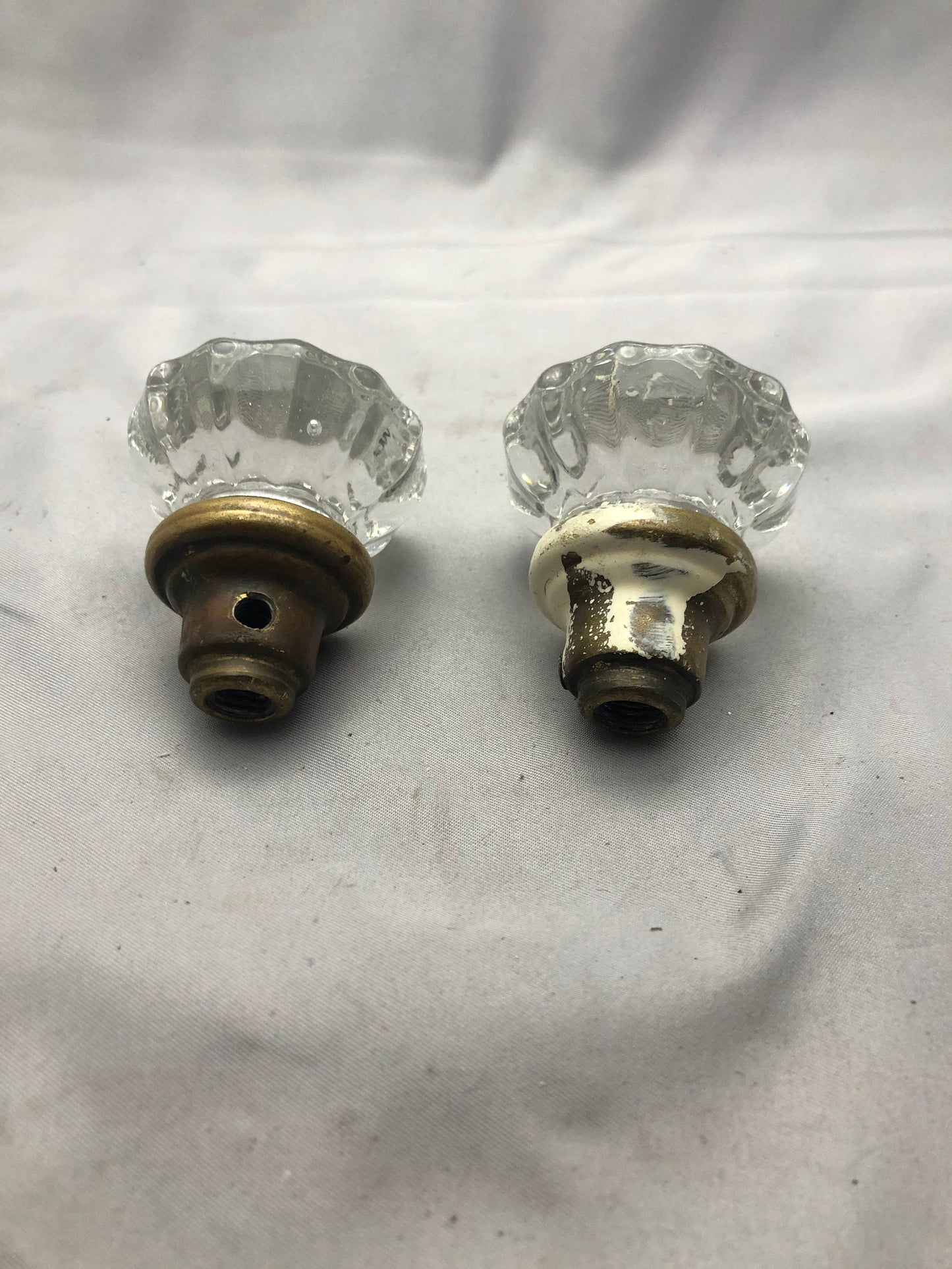 Antique Fluted Glass Door Knobs Pair