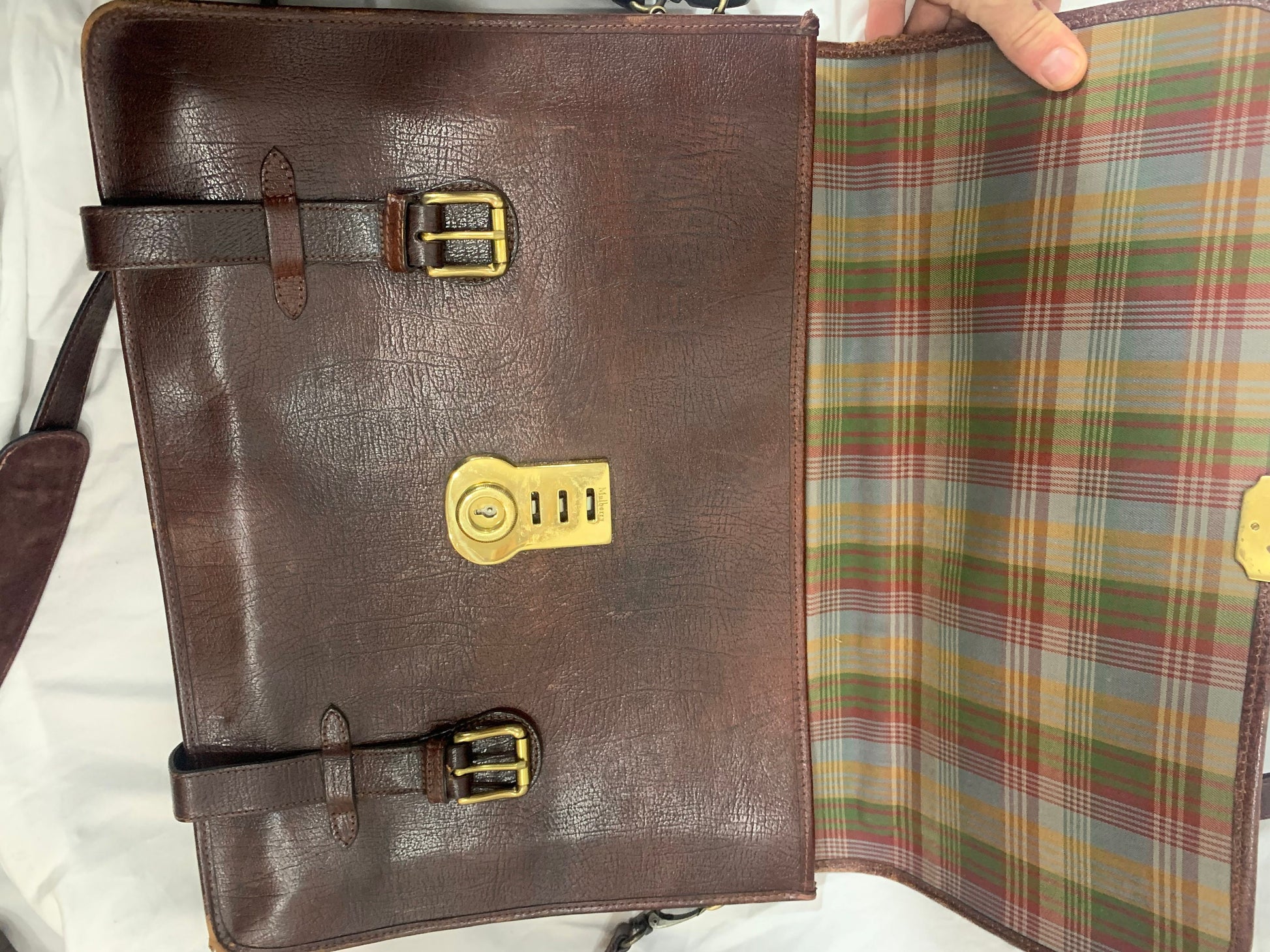 Vintage Roger Saul Mulberry Leather Messenger Bag