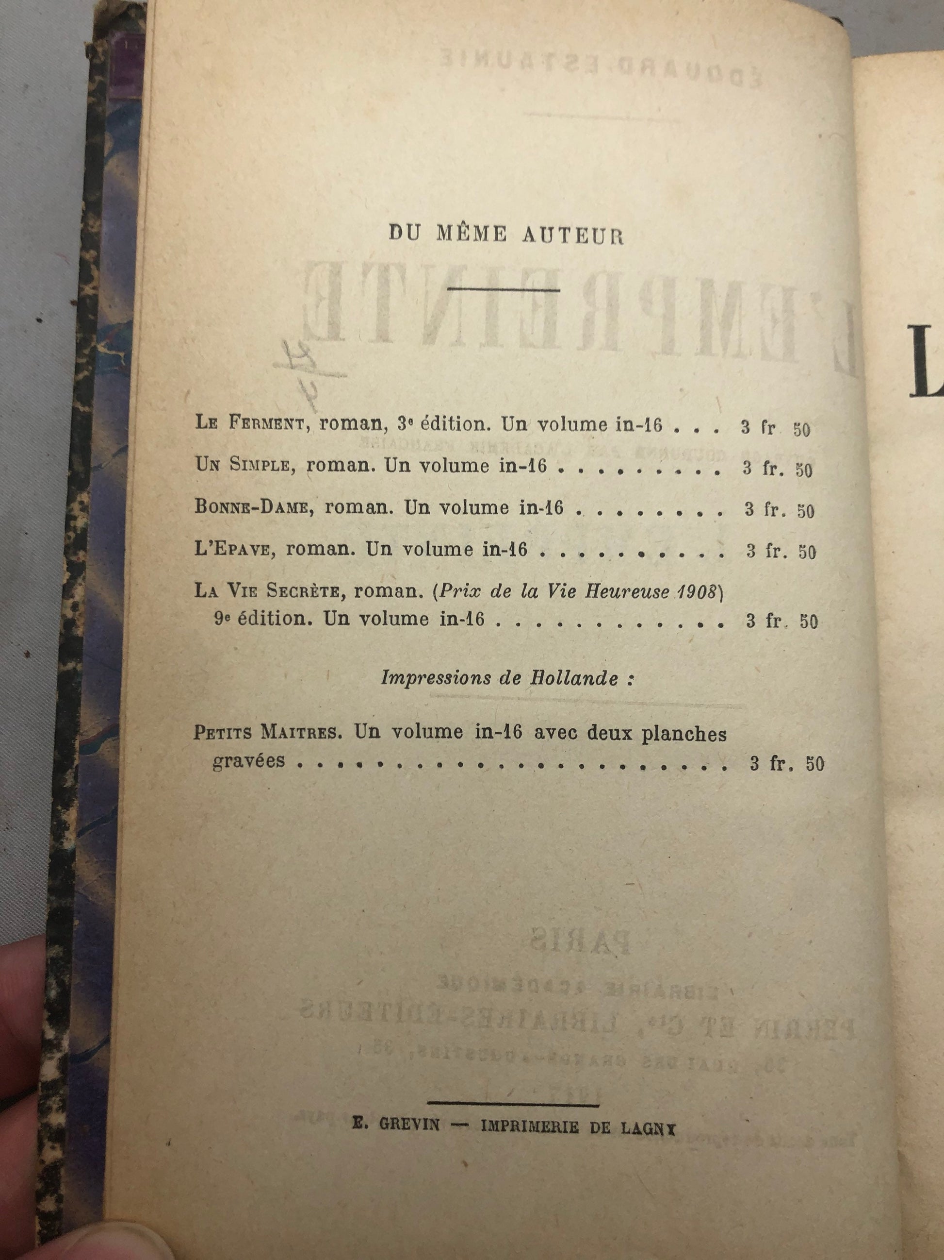 1917 "L'empreinte" by Edouard Estaunie