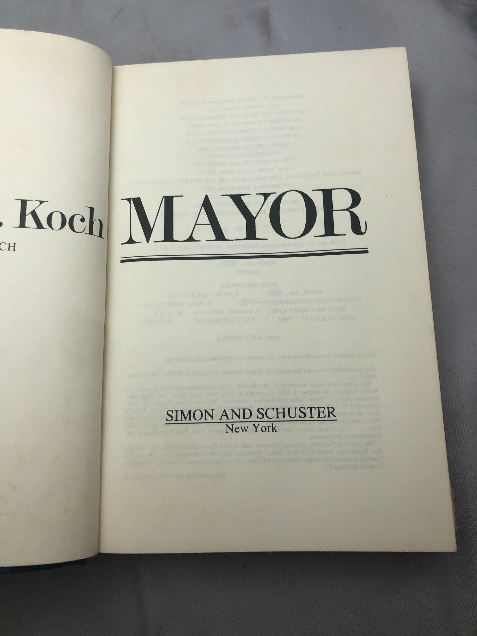 1984 'Mayor' by Edward Koch Paperback Edition, Political Memoir, NYC History Book, Mayor Biography, Urban Politics