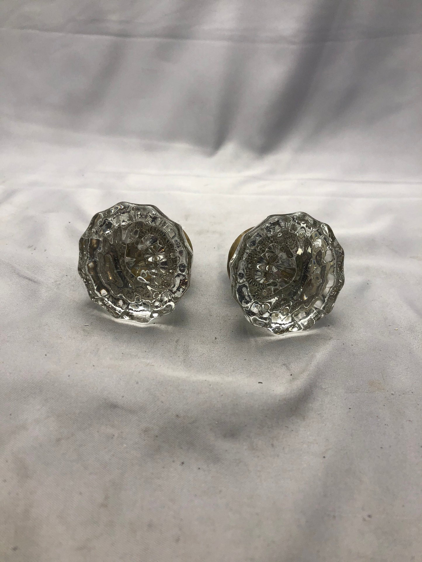 Antique Fluted Glass Door Knobs Pair