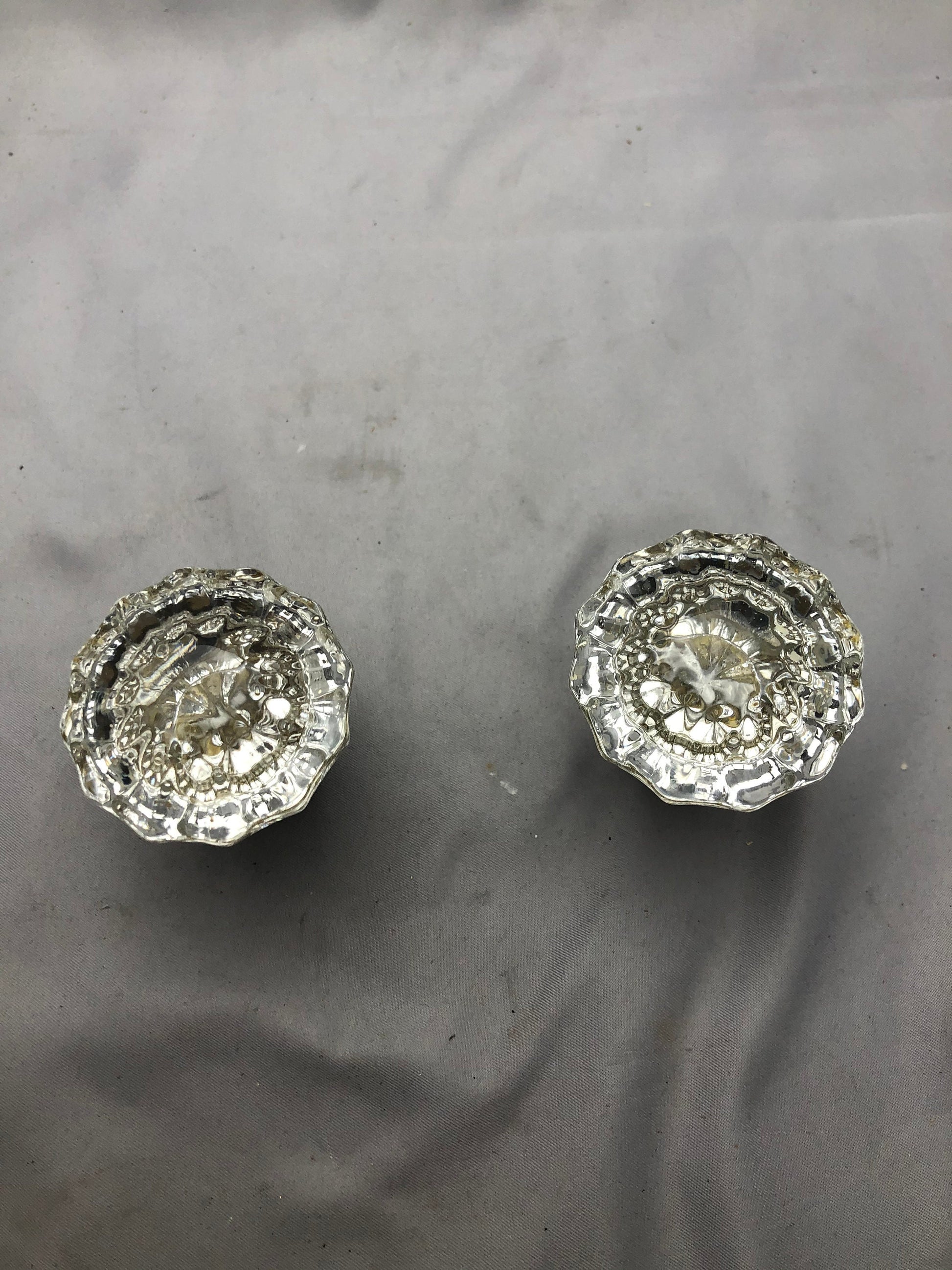 Antique Fluted Glass Door Knobs Pair