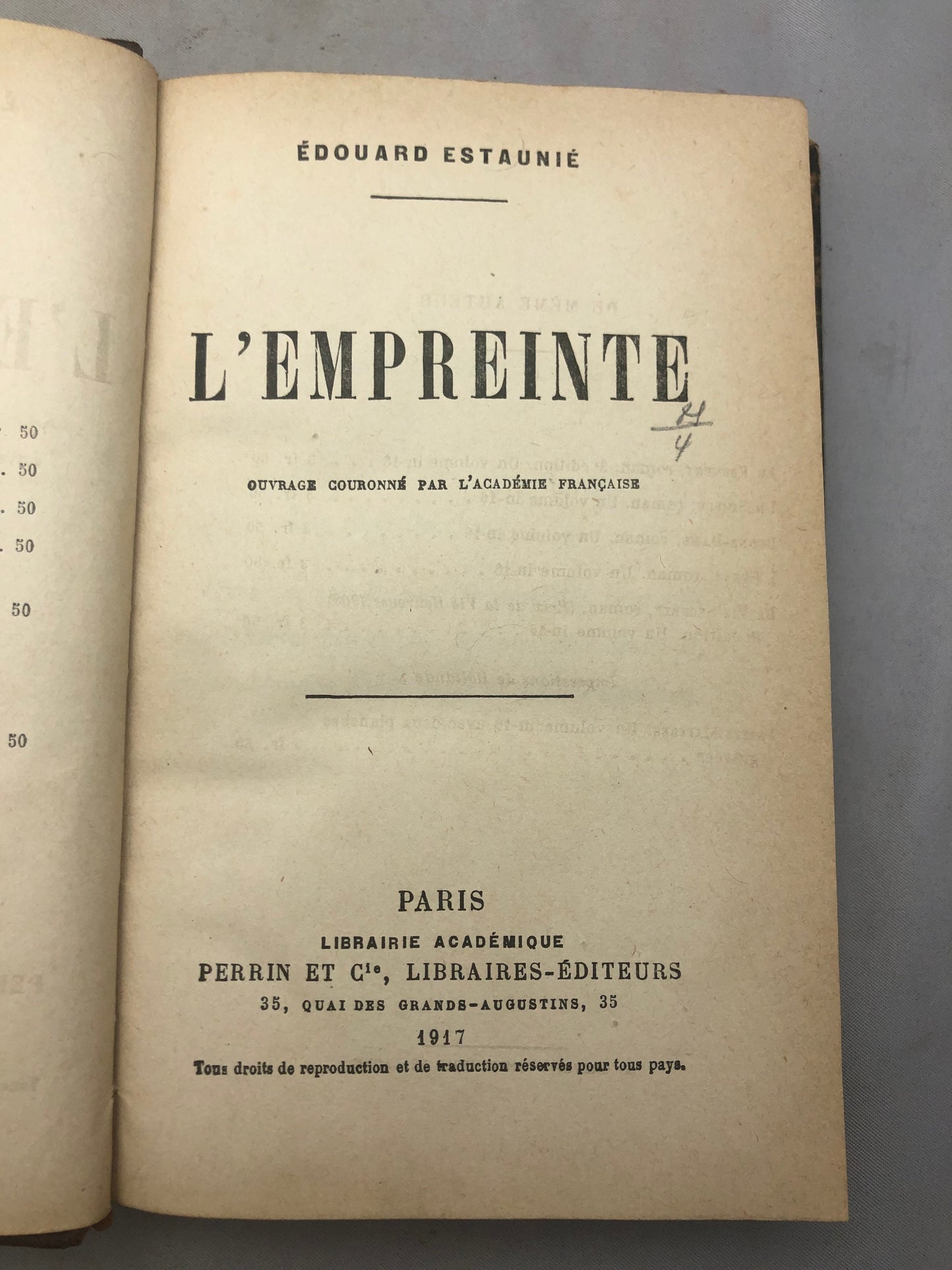 1917 "L'empreinte" by Edouard Estaunie