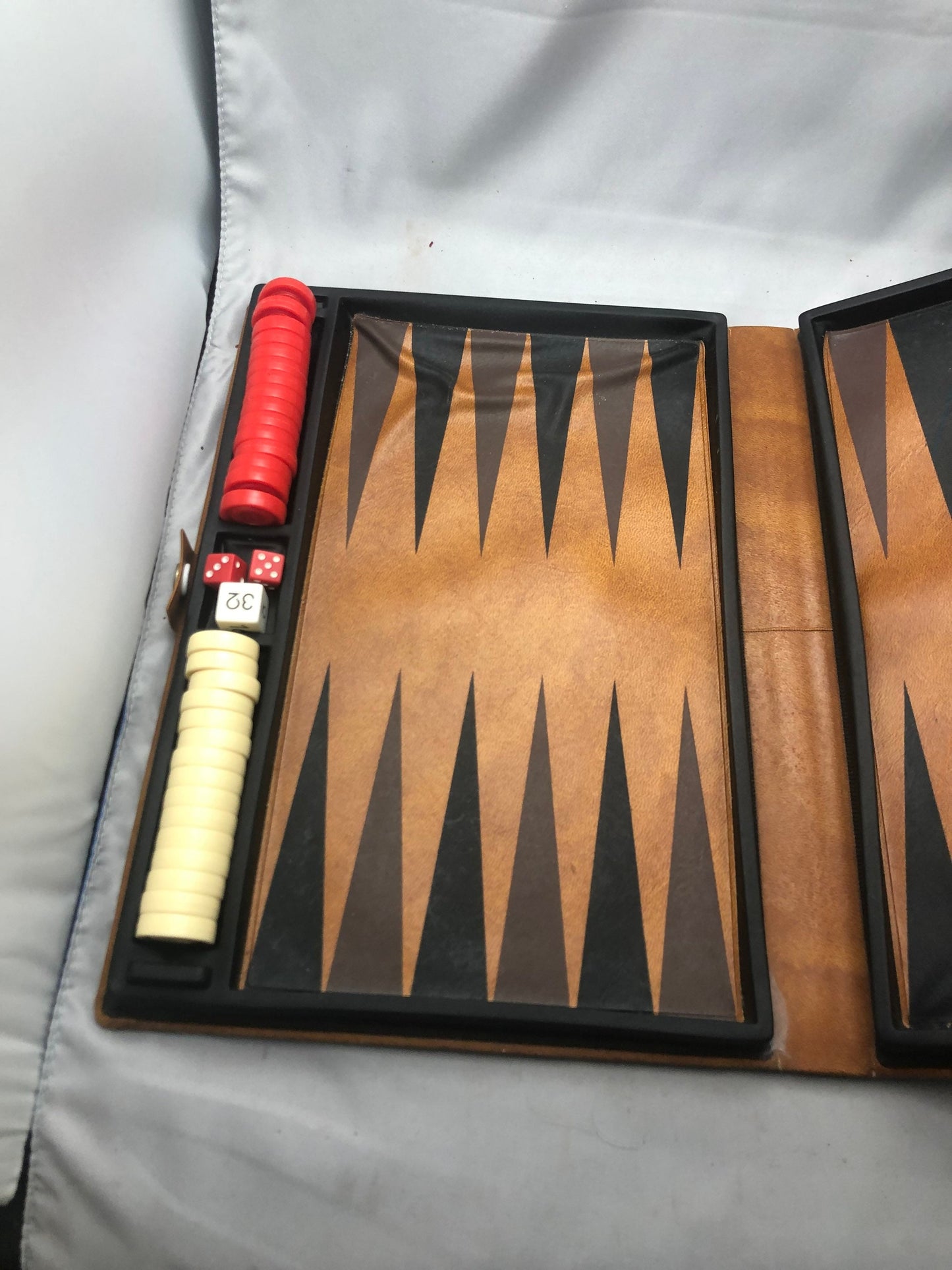 Vintage Pleather Backgammon Set