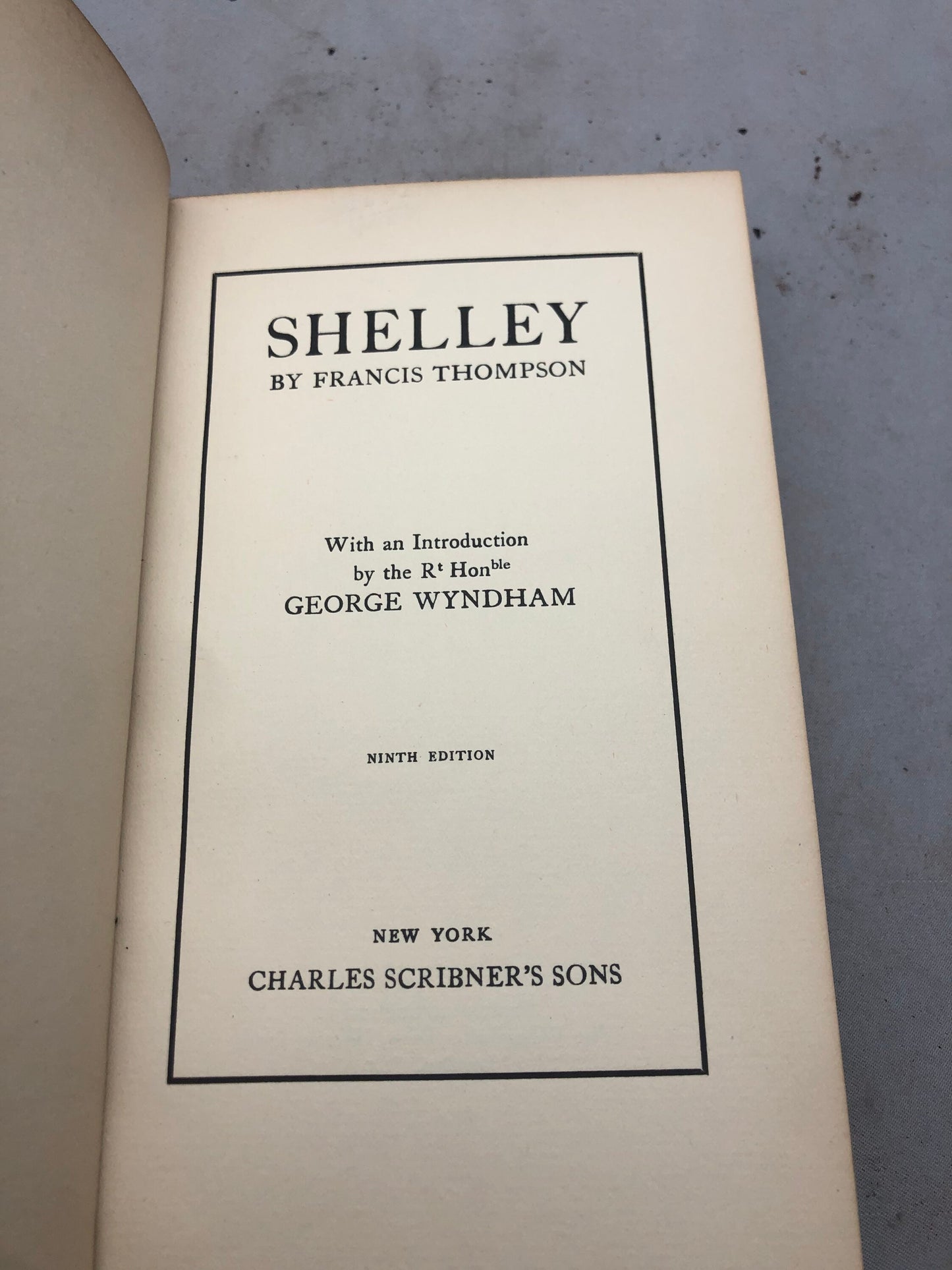 1908 'Shelley' by Francis Thompson Ninth Edition