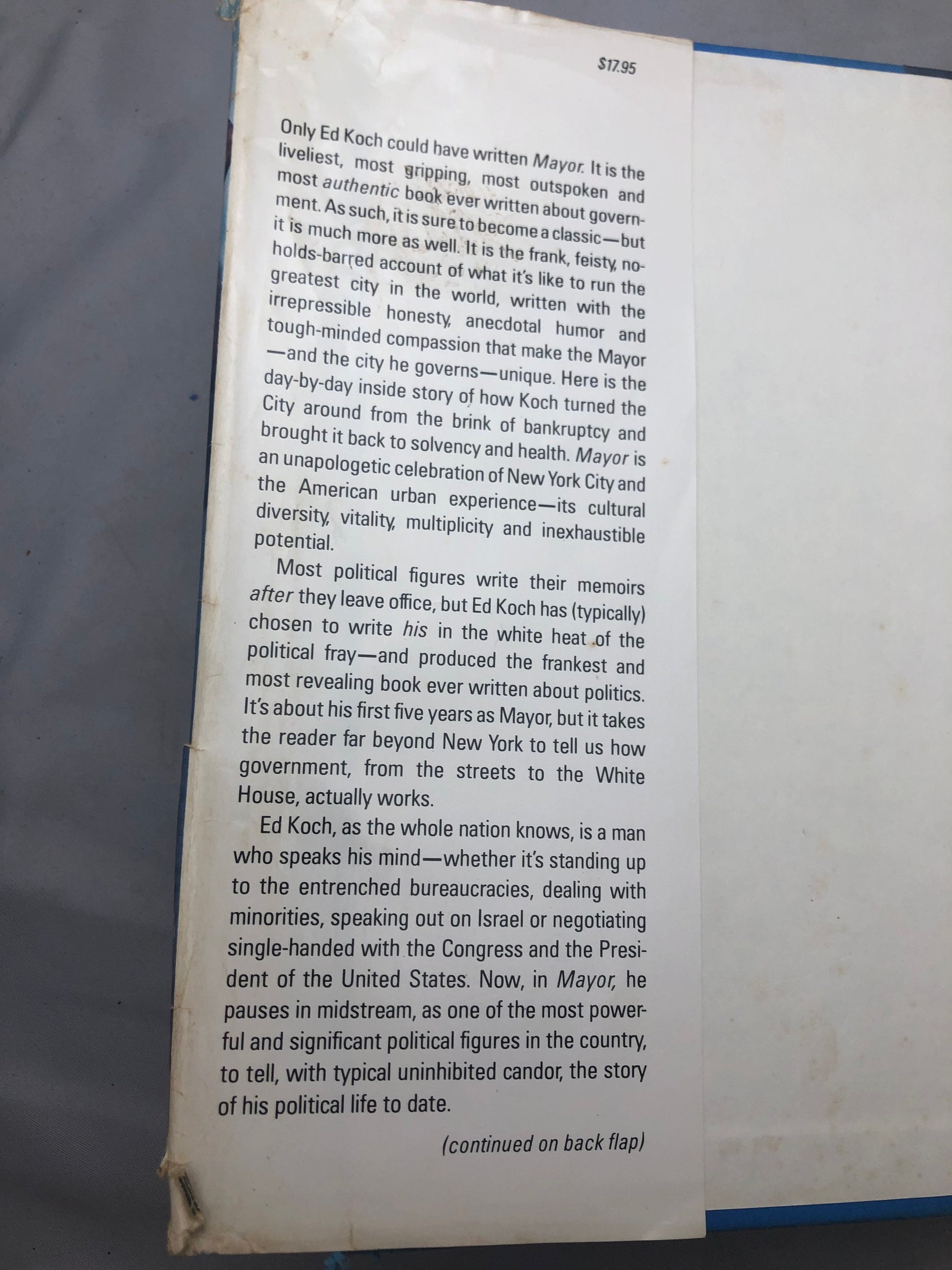 1984 'Mayor' by Edward Koch Paperback Edition, Political Memoir, NYC History Book, Mayor Biography, Urban Politics