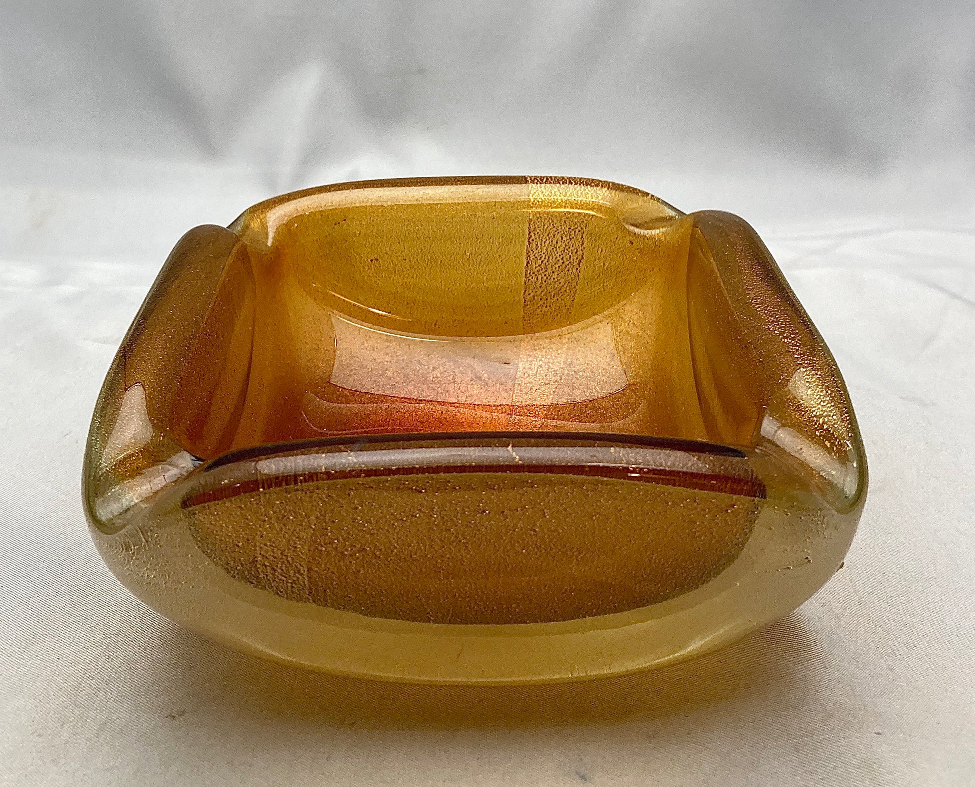 Vintage Butterscotch Gold Venetian Glass Ashtray