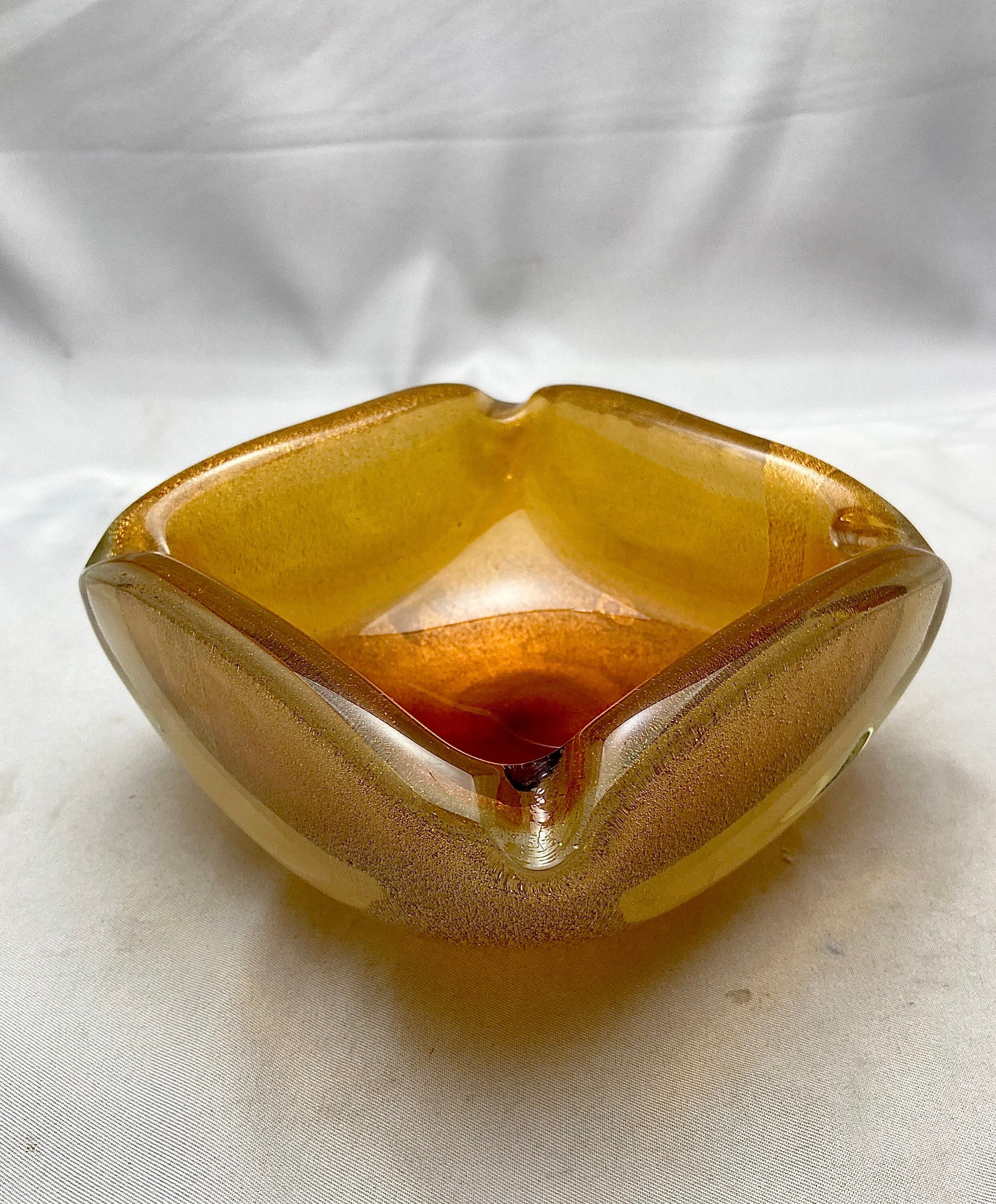 Vintage Butterscotch Gold Venetian Glass Ashtray