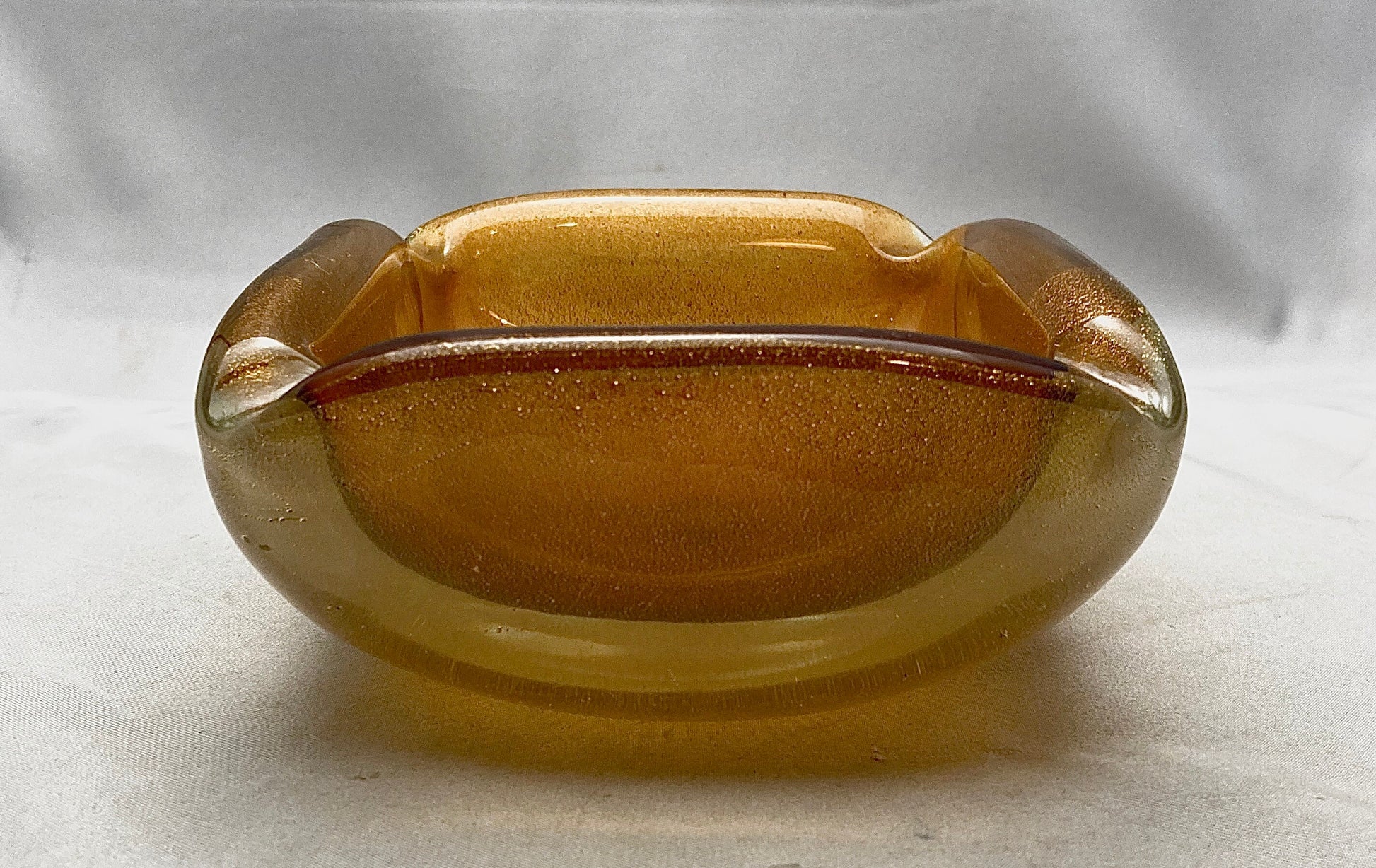 Vintage Butterscotch Gold Venetian Glass Ashtray