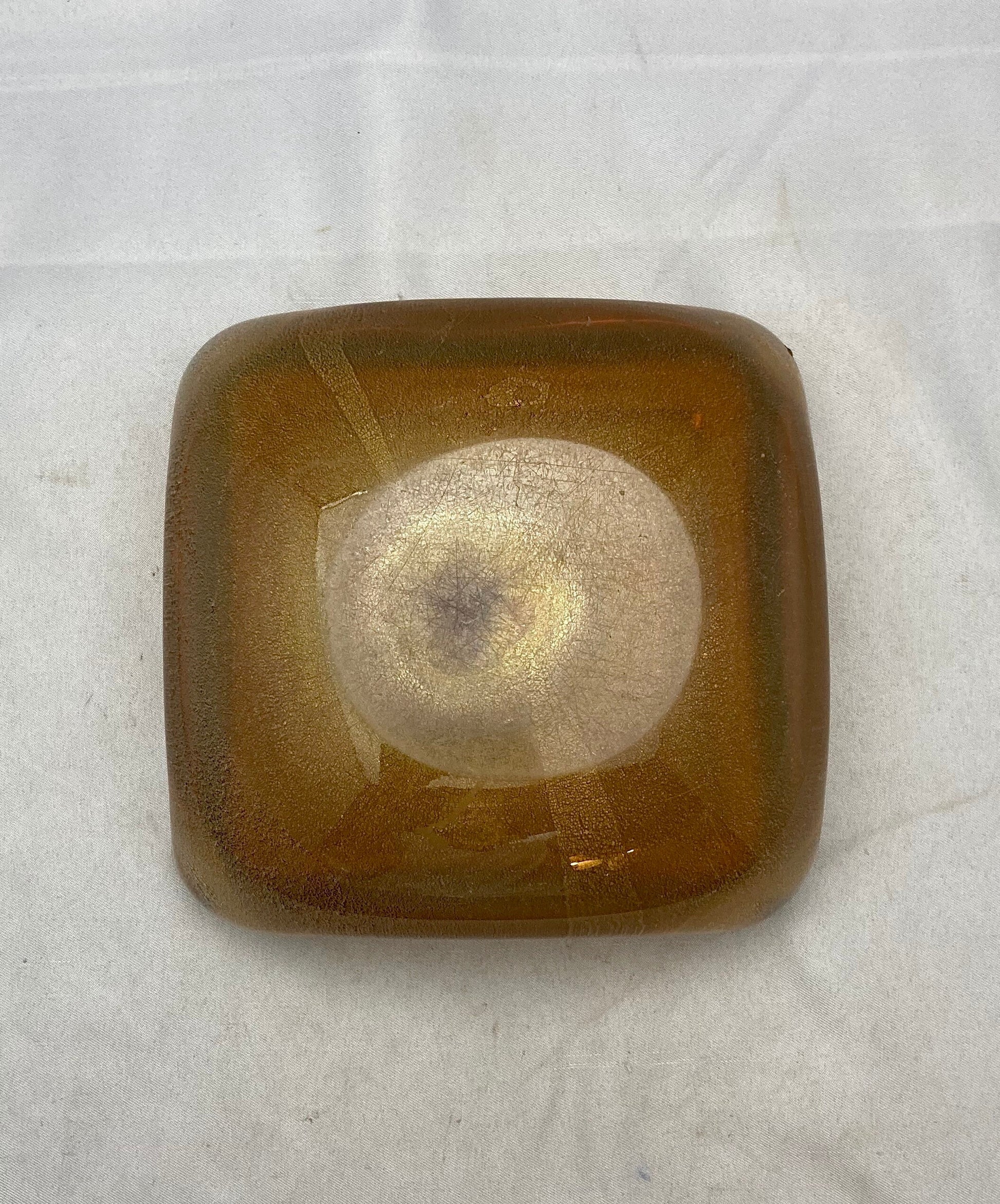 Vintage Butterscotch Gold Venetian Glass Ashtray