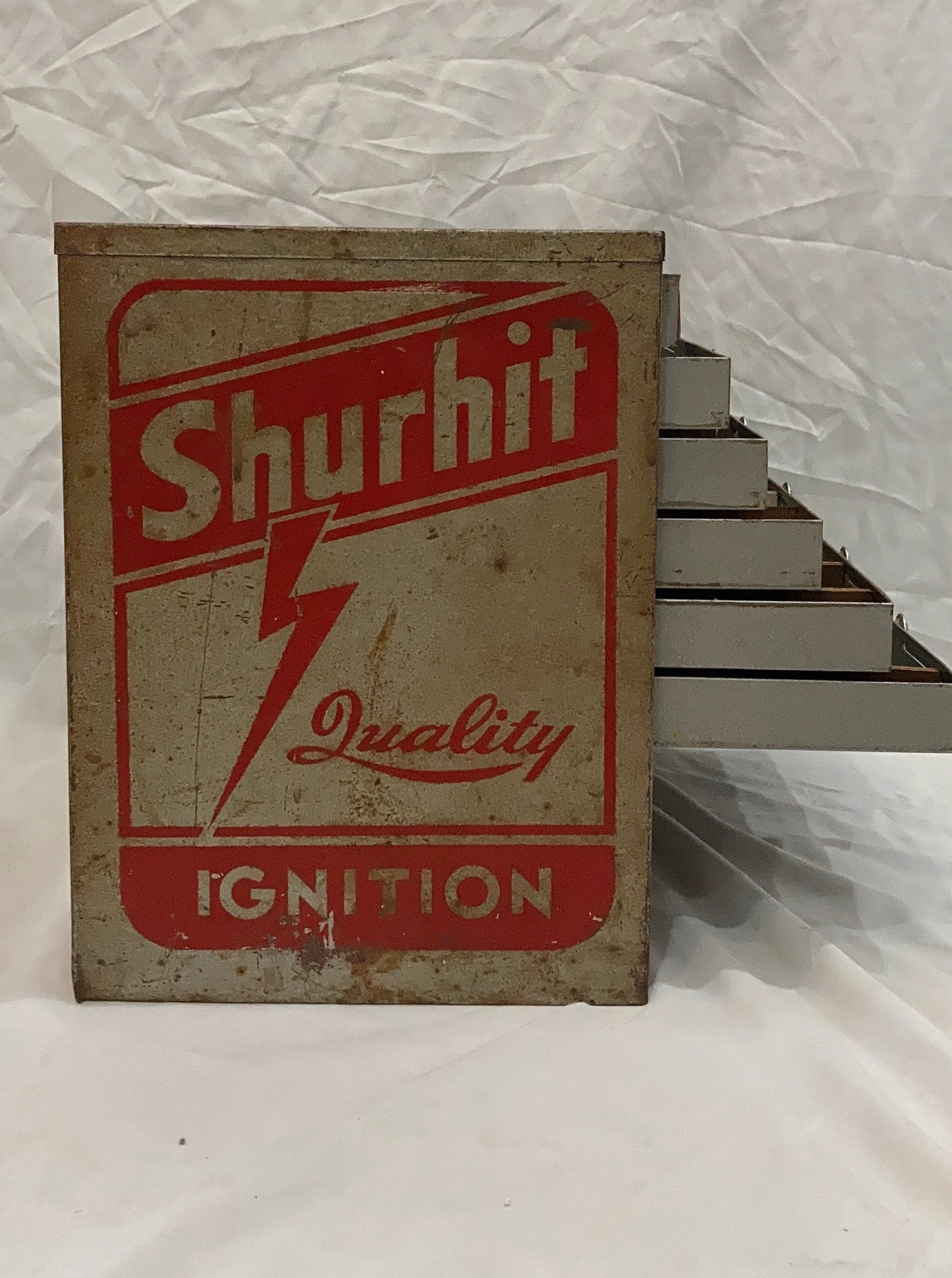 Vintage SHURHIT IGNITION Auto/Truck Parts Steel Cabinet | Home Decor