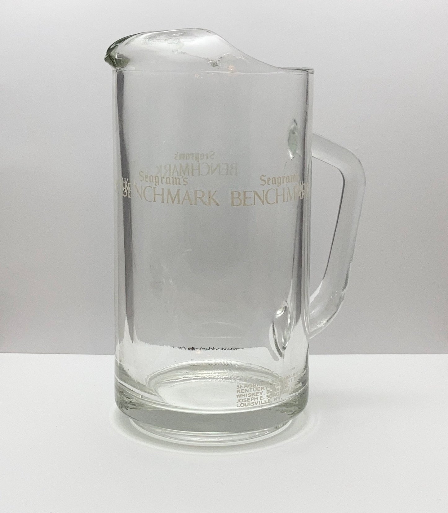 Vintage Seagram's Benchmark Kentucky Bourbon Whiskey Glass Pitcher with Ice Lip