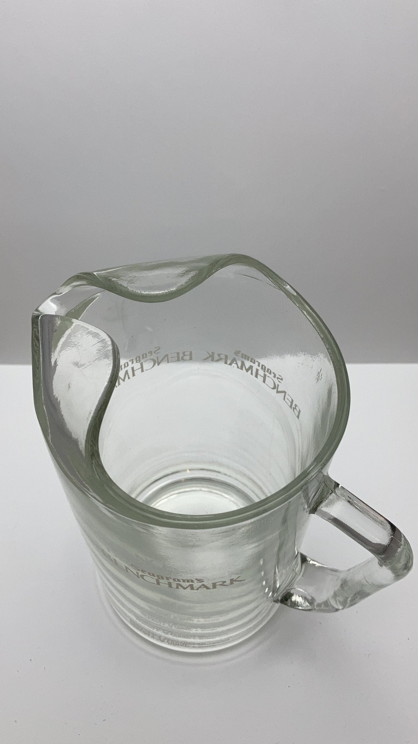 Vintage Seagram's Benchmark Kentucky Bourbon Whiskey Glass Pitcher with Ice Lip