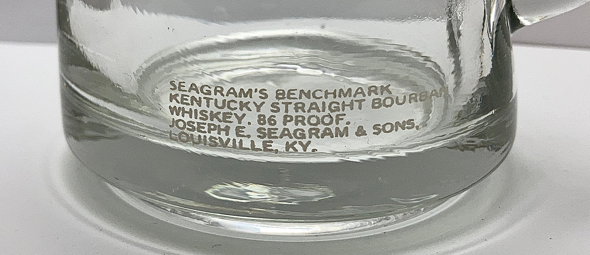 Vintage Seagram's Benchmark Kentucky Bourbon Whiskey Glass Pitcher with Ice Lip