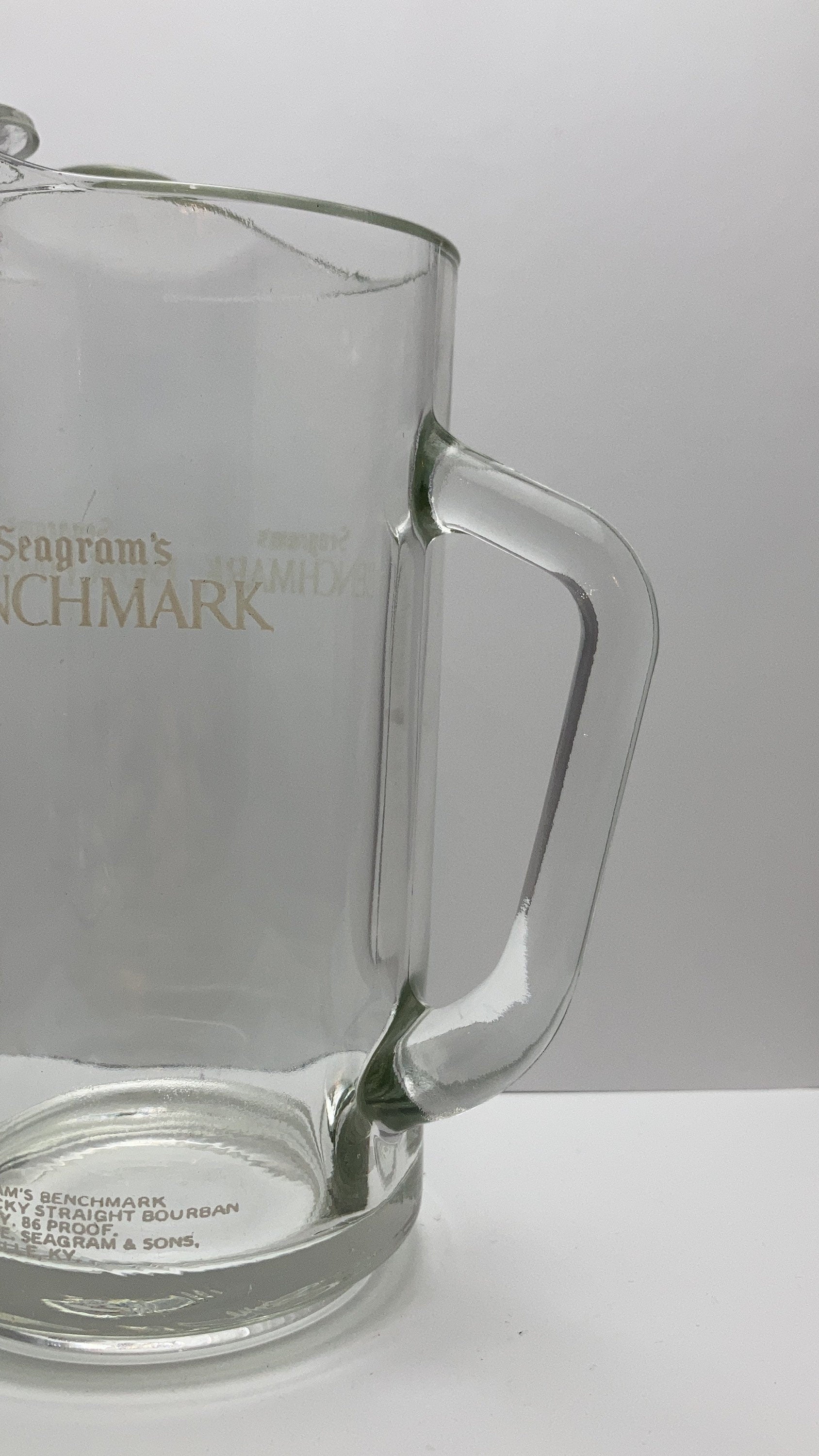 Vintage Seagram's Benchmark Kentucky Bourbon Whiskey Glass Pitcher with Ice Lip