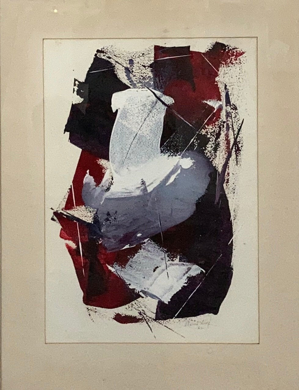 Vintage 1962 Framed Abstract Painting by Artist Aaron Levy