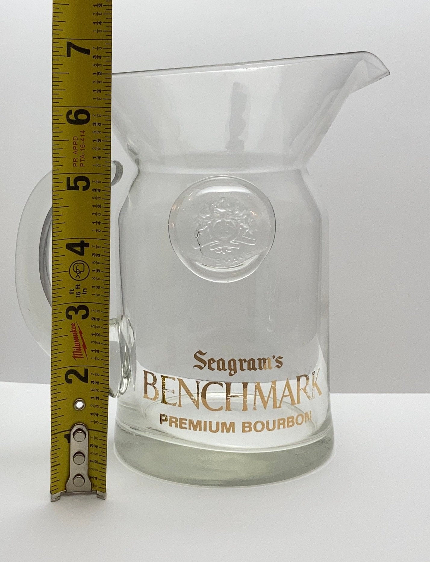 Seagram's Benchmark Premium Bourbon Rare Clear Glass Pitcher