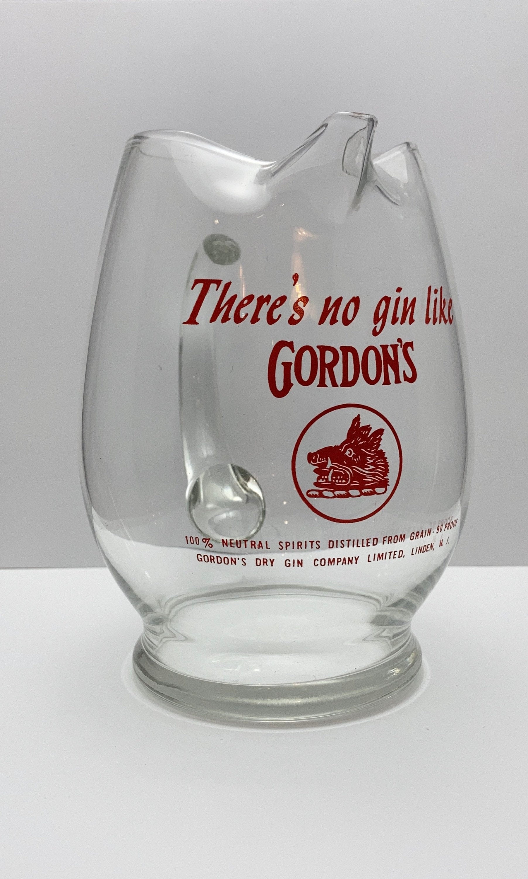 Vintage Gordon’s Dry Gin Advertising Glass Pitcher | Home & Living