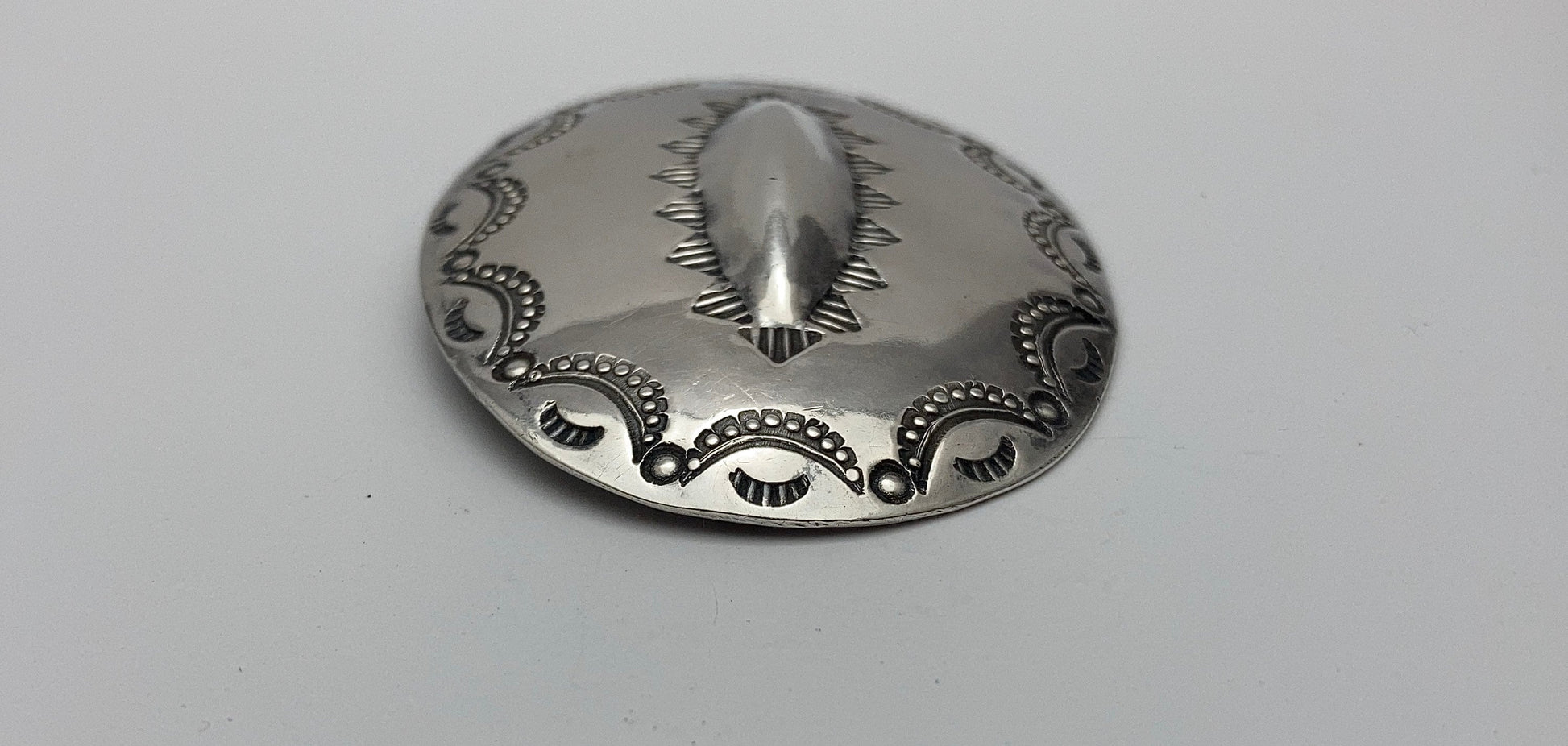 Vintage Southwest Oval Pin, Native American Sterling Silver Jewelry, Traditional Patterns, Tribal Brooch