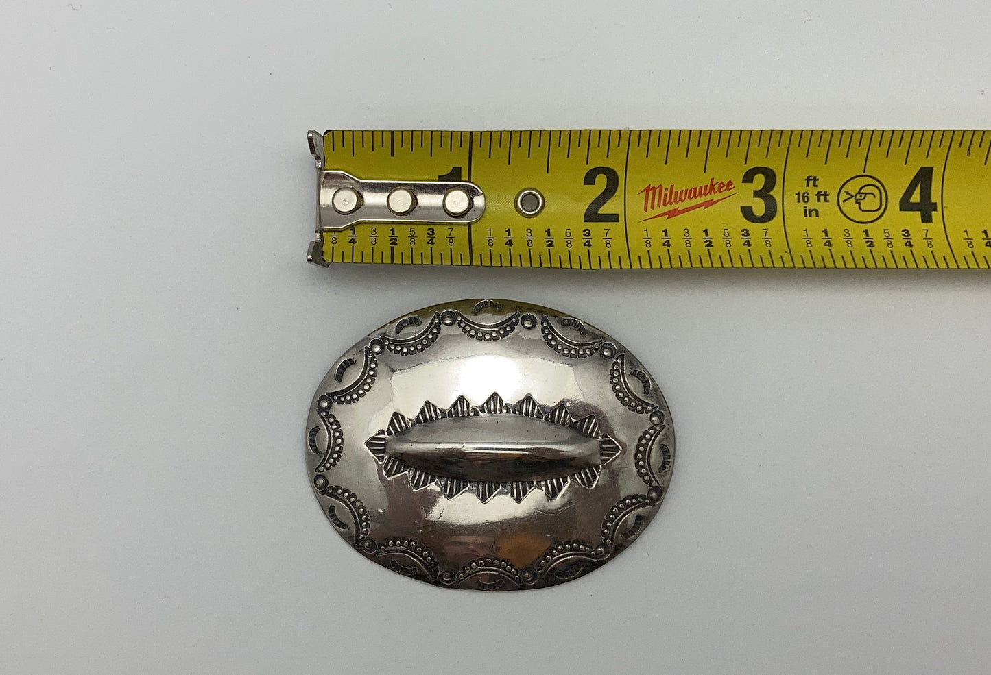 Vintage Southwest Oval Pin, Native American Sterling Silver Jewelry, Traditional Patterns, Tribal Brooch