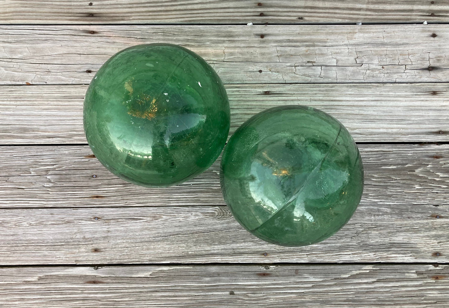 Vintage Handblown Glass Green Buoys