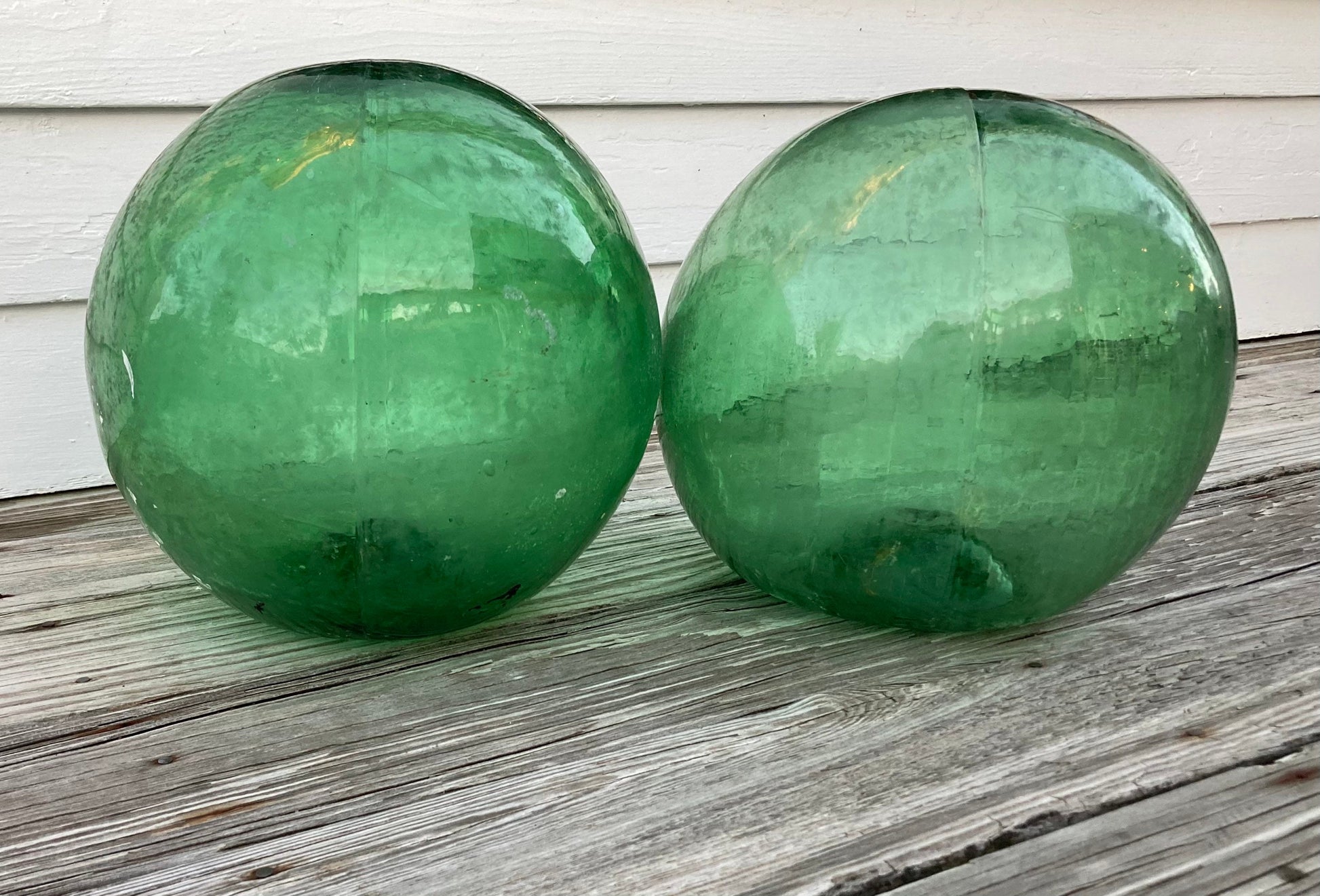 Vintage Handblown Glass Green Buoys