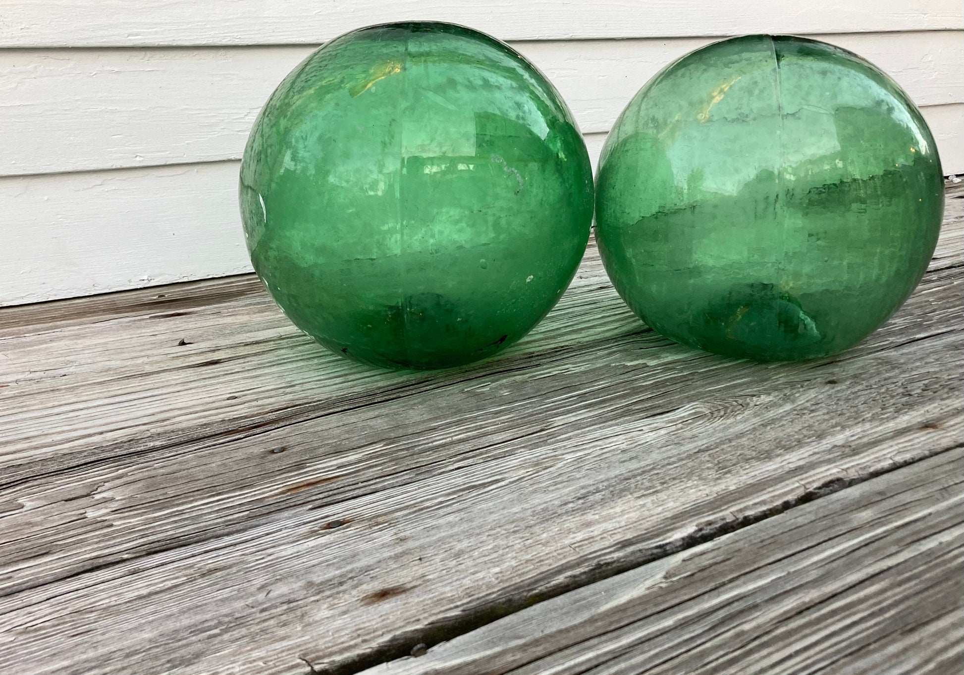 Vintage Handblown Glass Green Buoys