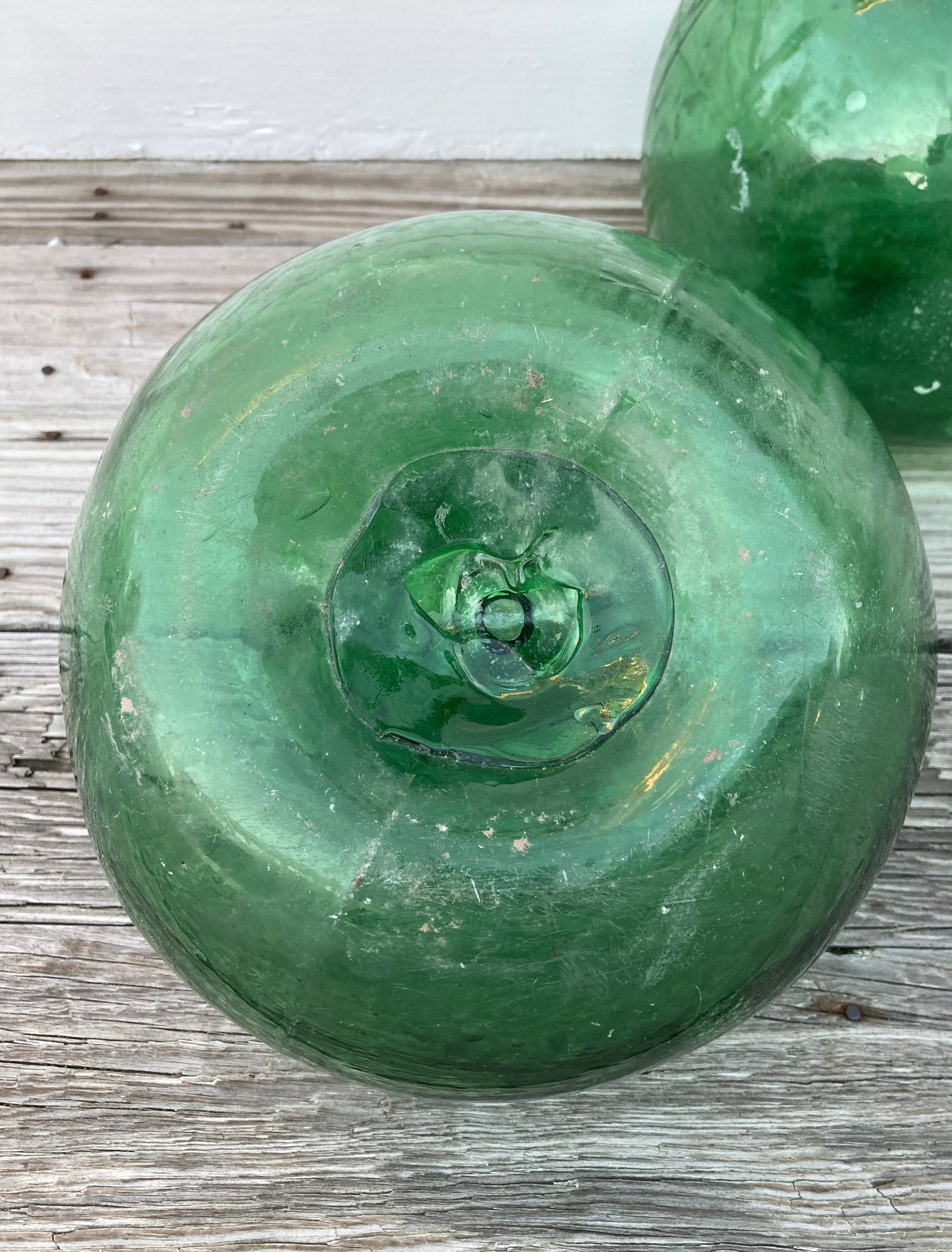 Vintage Handblown Glass Green Buoys