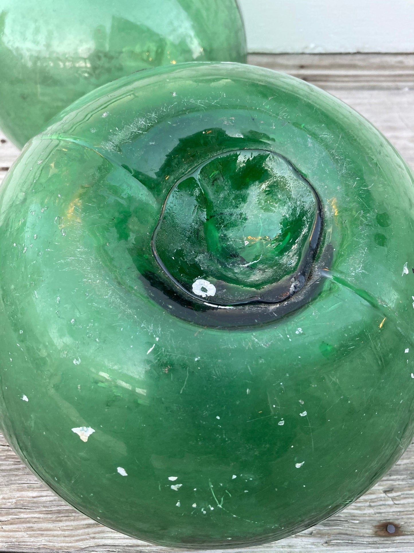 Vintage Handblown Glass Green Buoys