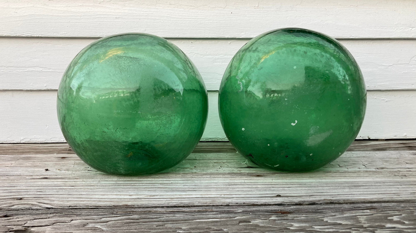 Vintage Handblown Glass Green Buoys