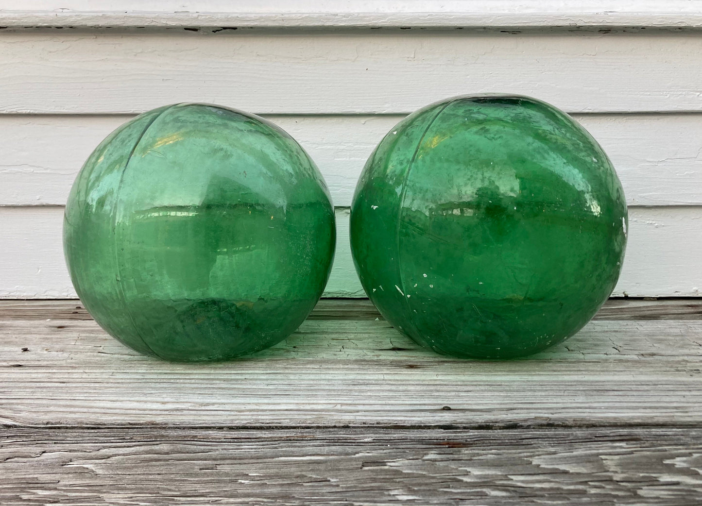 Vintage Handblown Glass Green Buoys