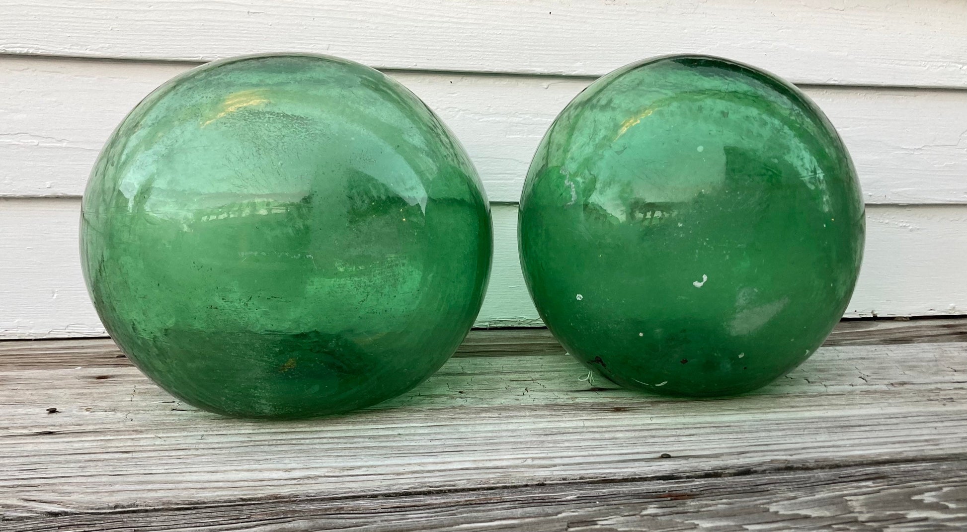 Vintage Handblown Glass Green Buoys