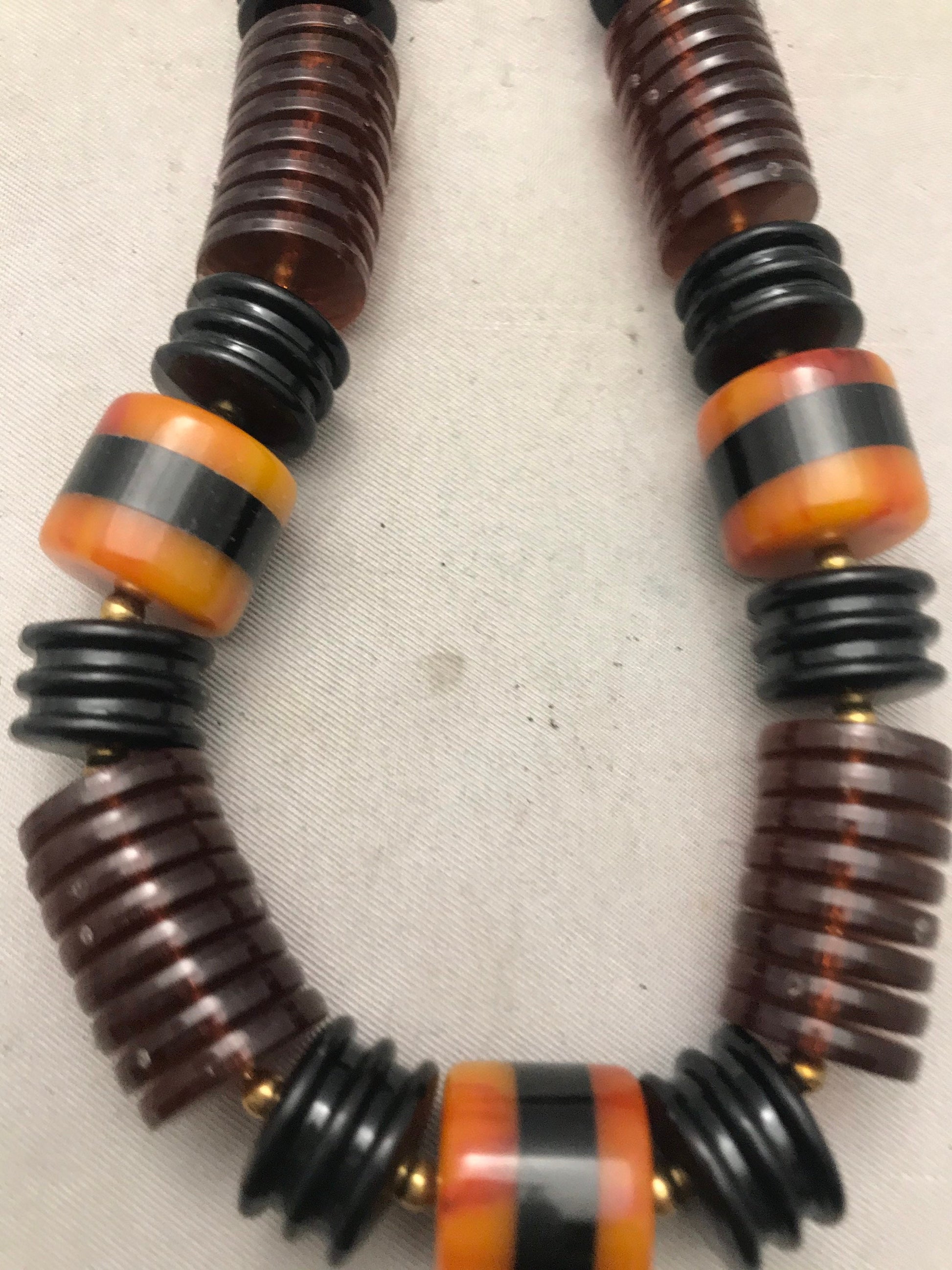 Vintage Geoffrey Beene Brown Lucite Necklace - Runway Collection