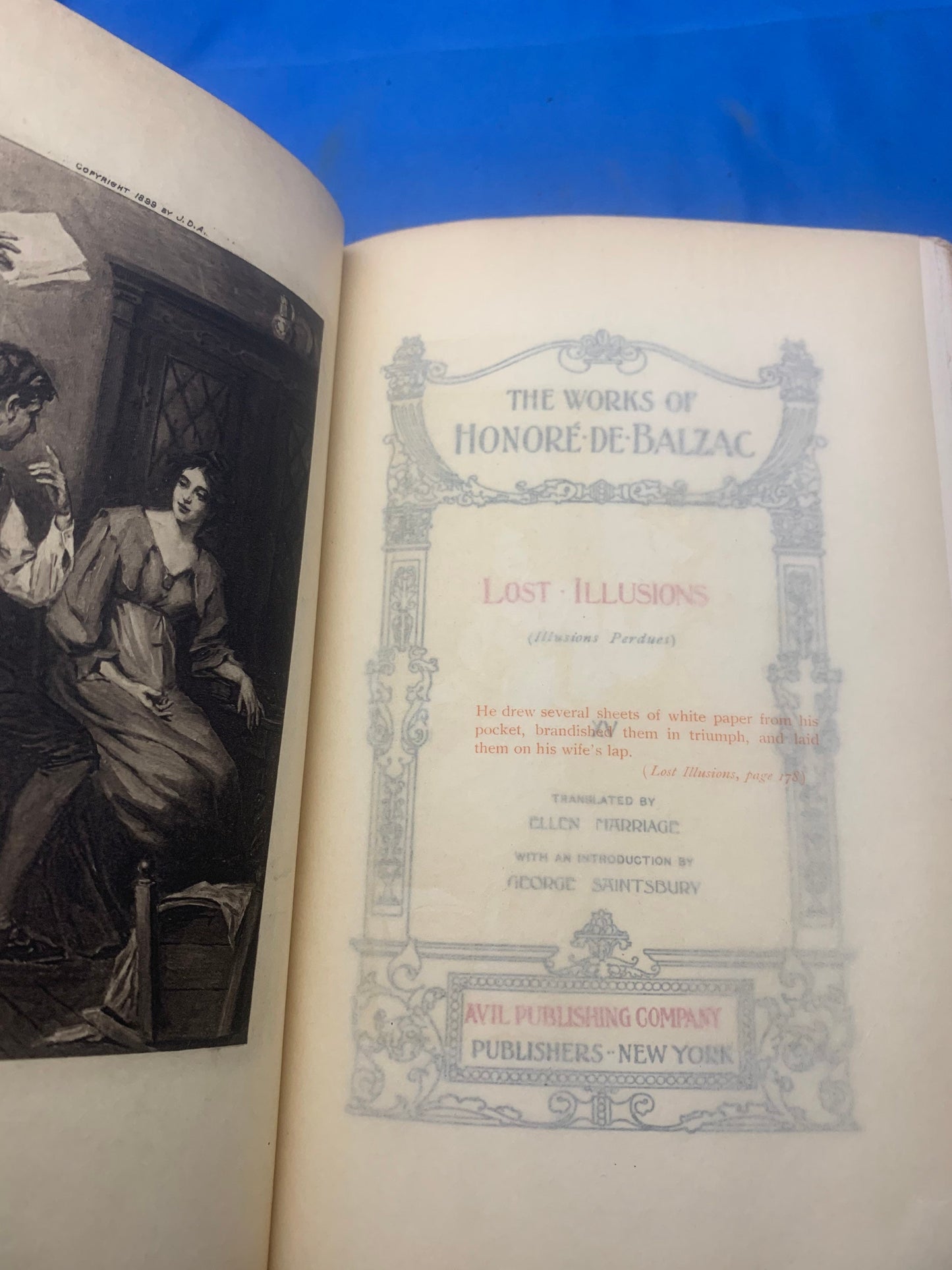 Balzac Touraine Edition 15 Lost Illusions Part 1 - Two Poets Part III: Eve and David. Honore De Balzac Comedie Humaine, copyright 1901