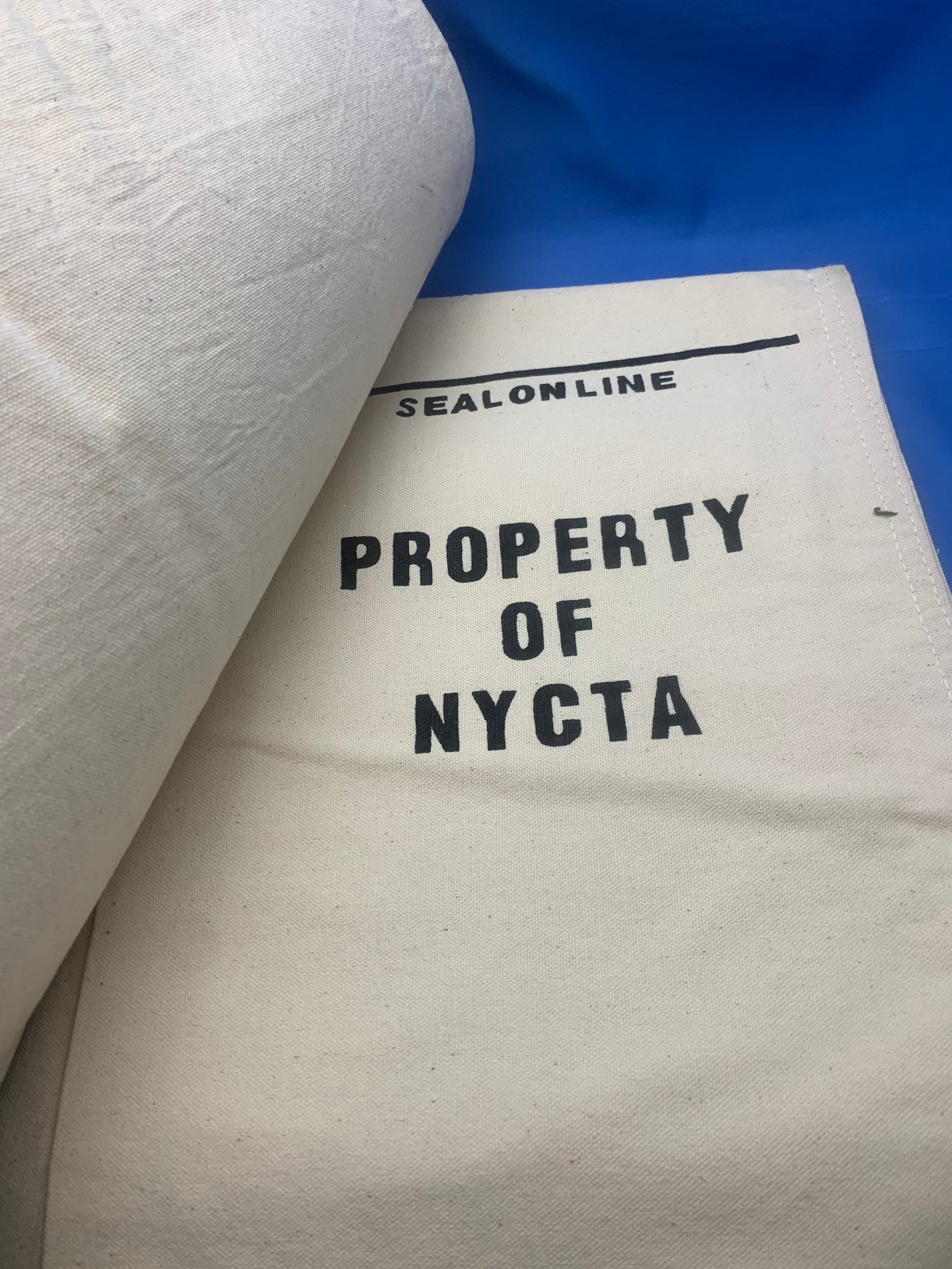 Vintage New Old stock Never Used New York Subway token / money collection canvas bag printed Property of NYCTA Seal on line