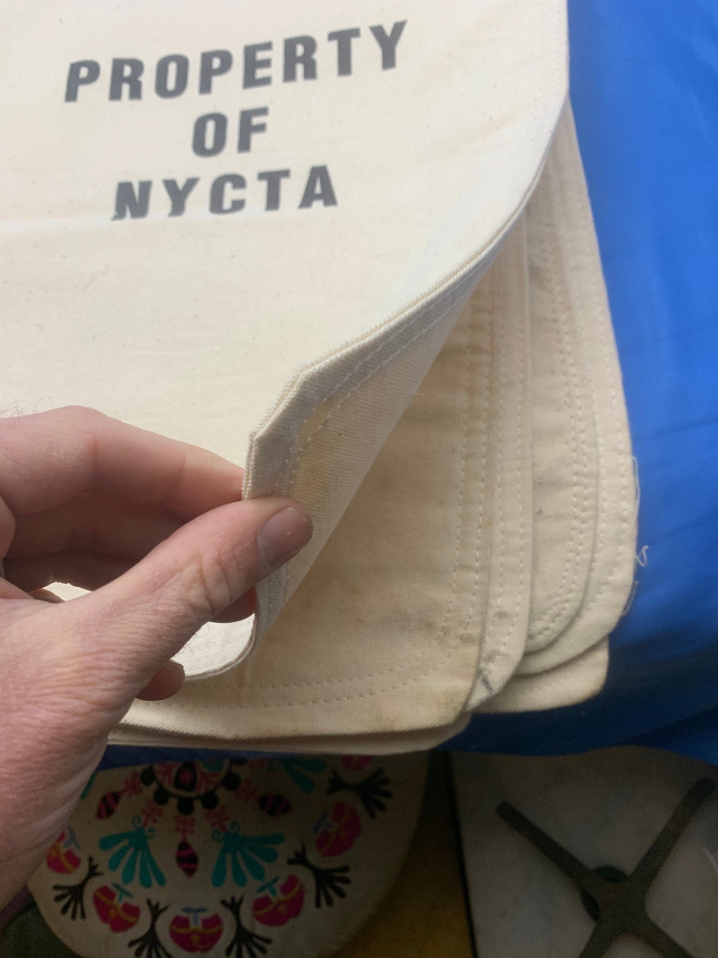 Vintage New Old stock Never Used New York Subway token / money collection canvas bag printed Property of NYCTA Seal on line