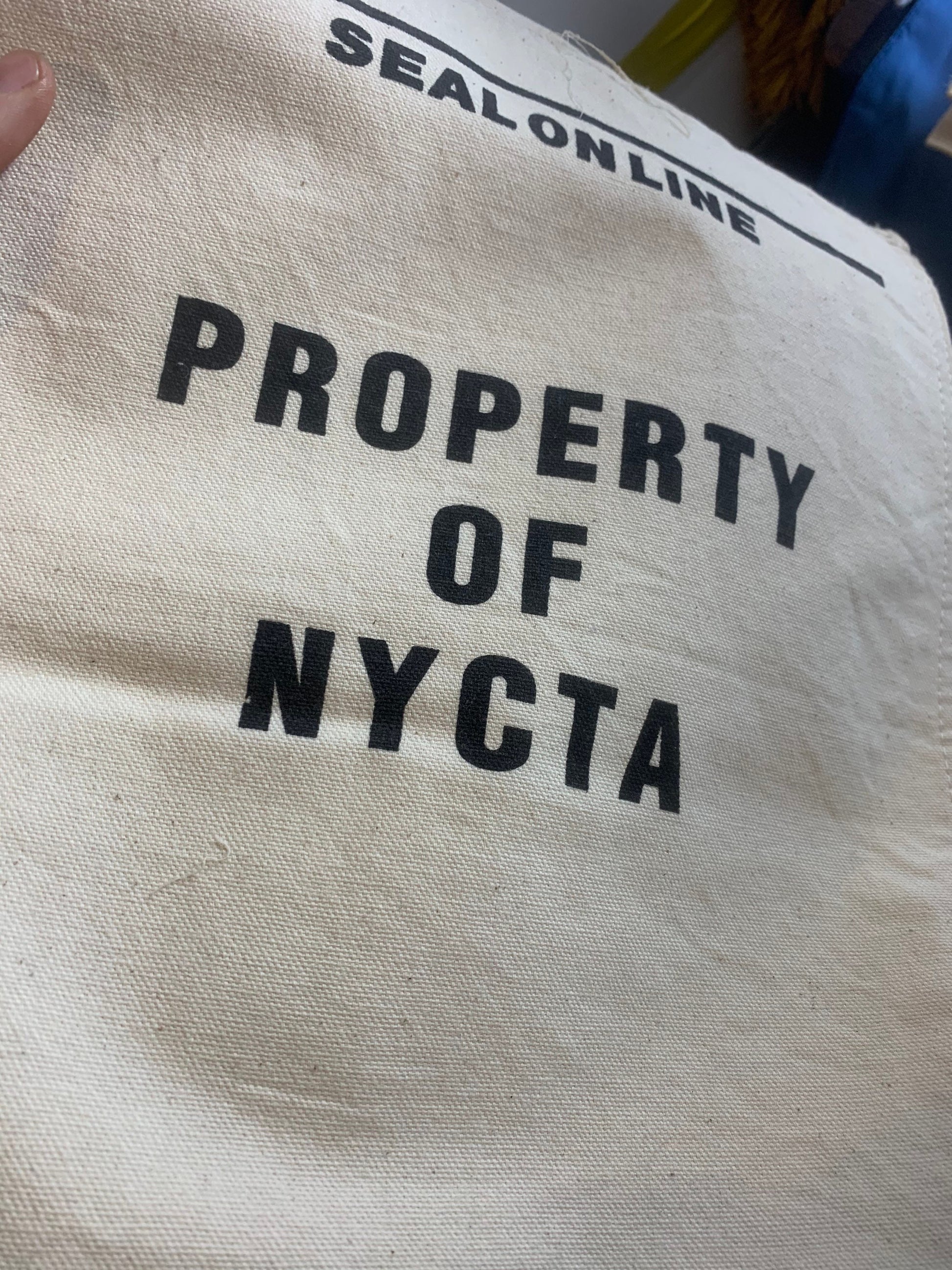 Vintage New Old stock Never Used New York Subway token / money collection canvas bag printed Property of NYCTA Seal on line