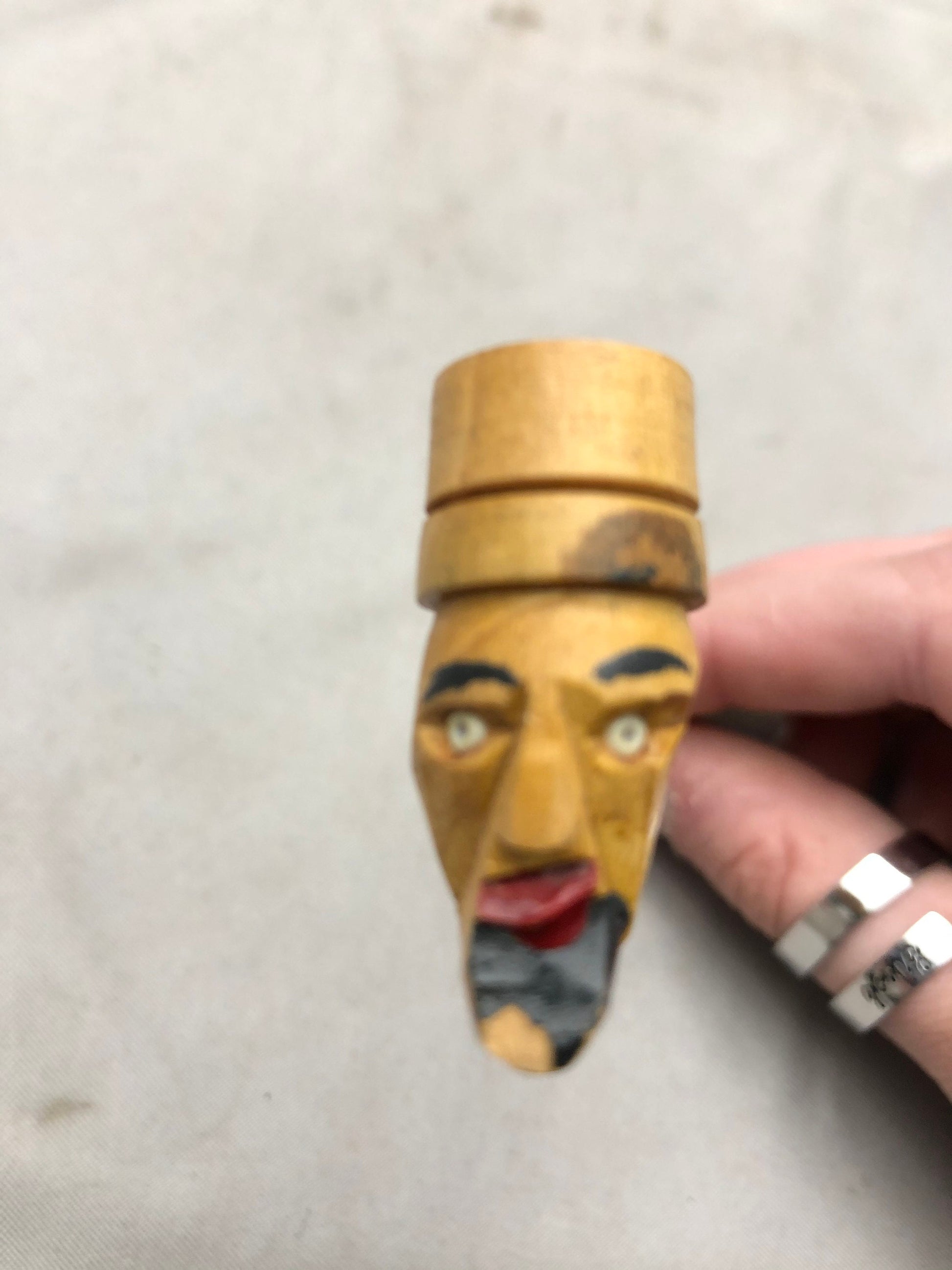 Wooden Vintage Italy made Hand Carved Face Pipe