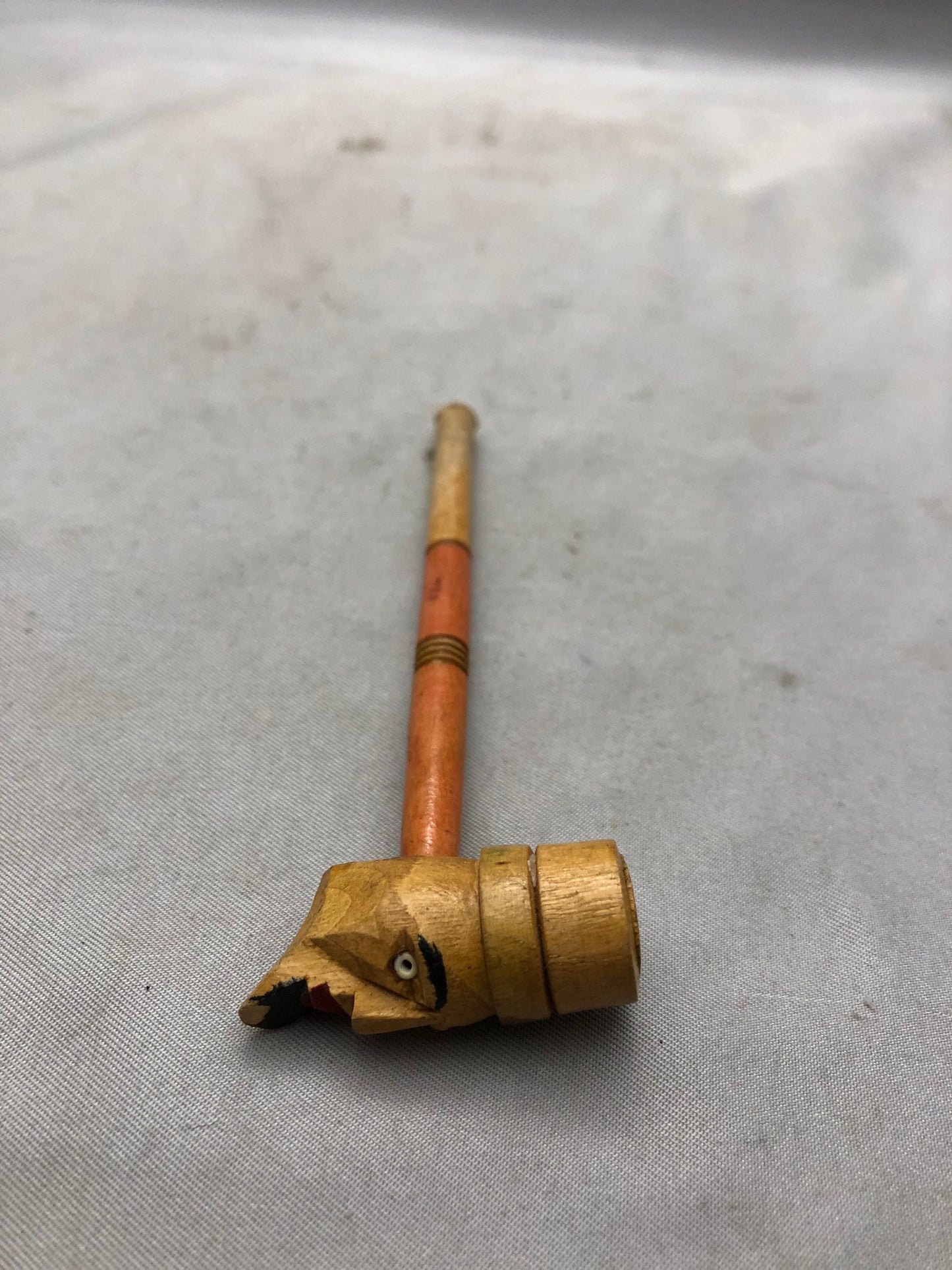 Wooden Vintage Italy made Hand Carved Face Pipe