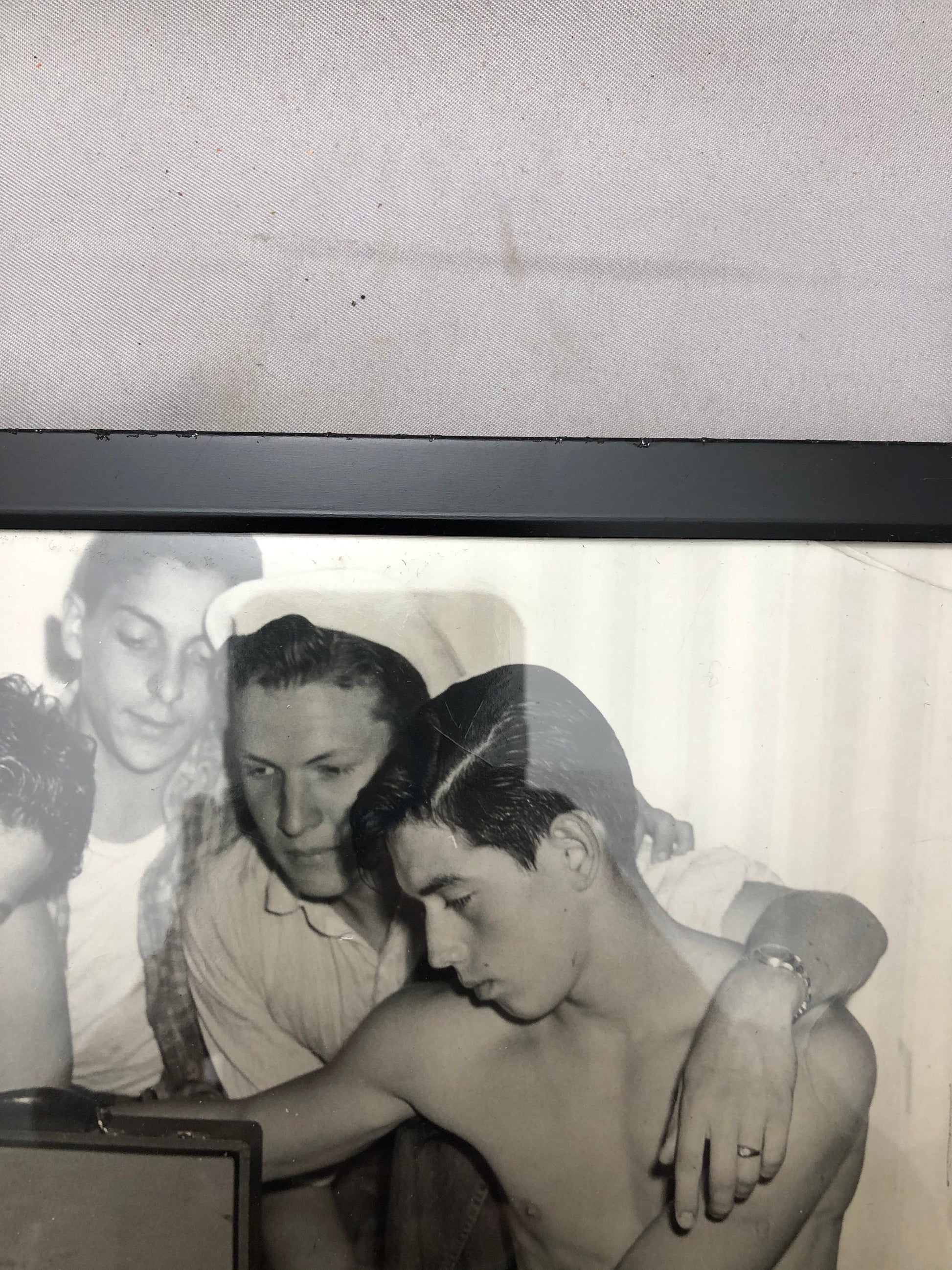 Vintage Photograph Black and White of Men With Record Player