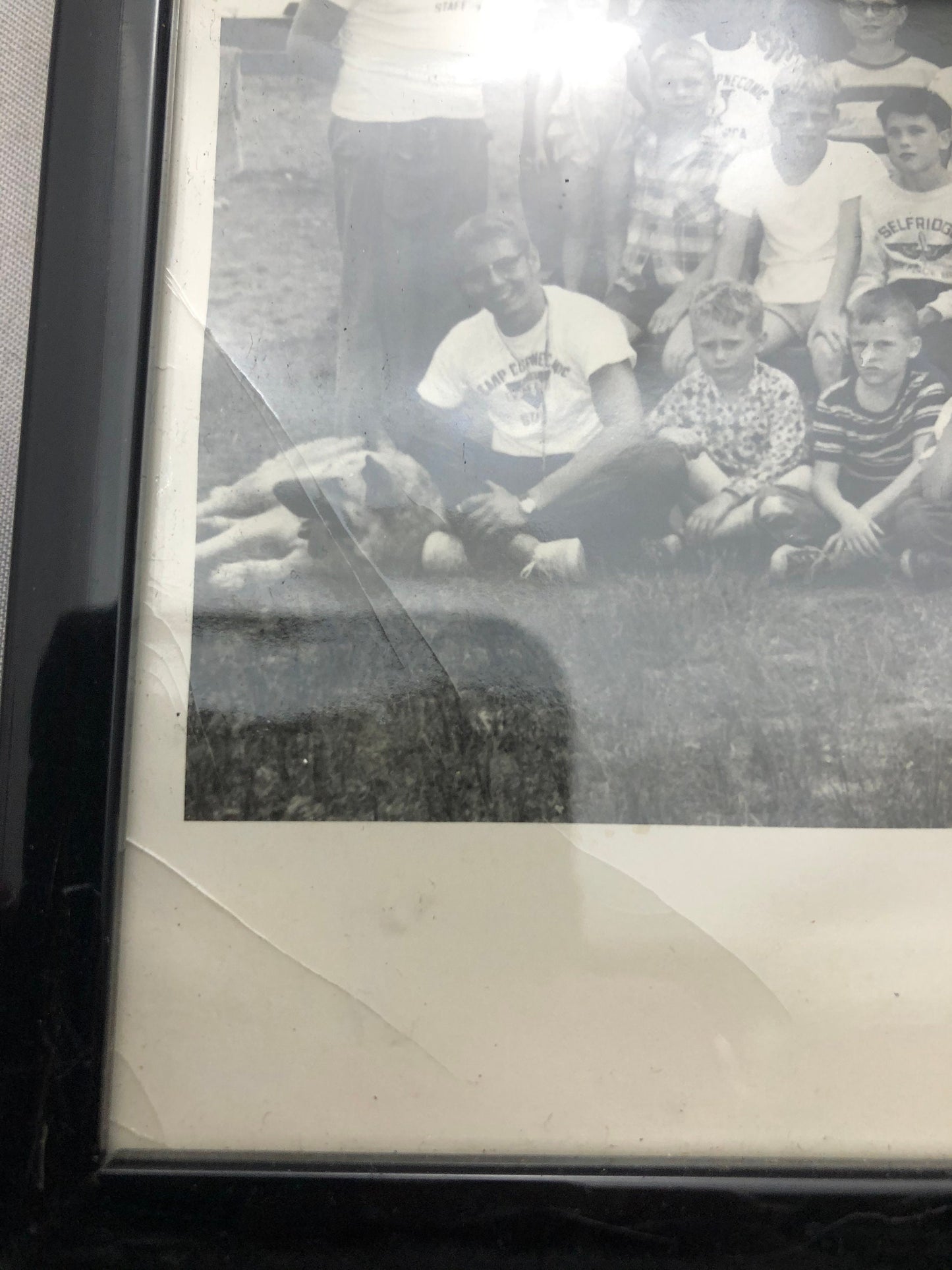 Vintage Black and White Photograph of Boys and Girls at Camp.