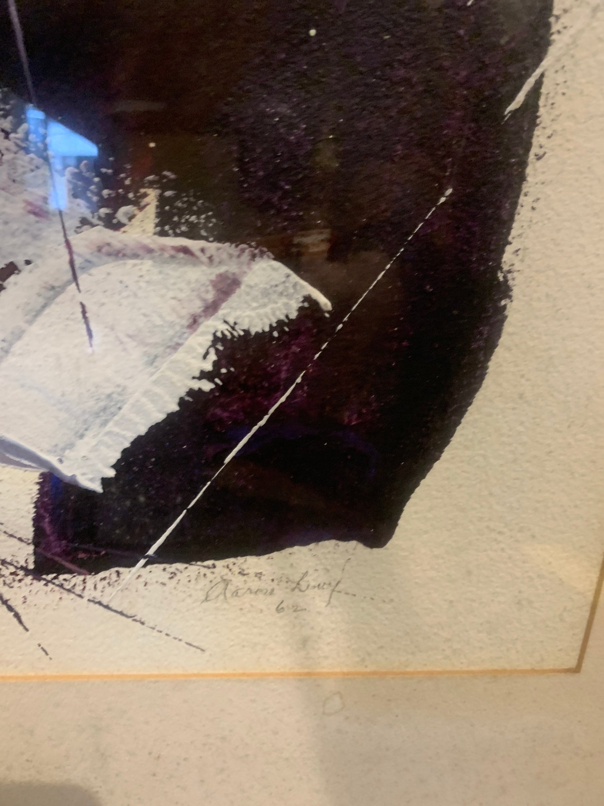 Vintage 1962 Framed Abstract Painting by Artist Aaron Levy