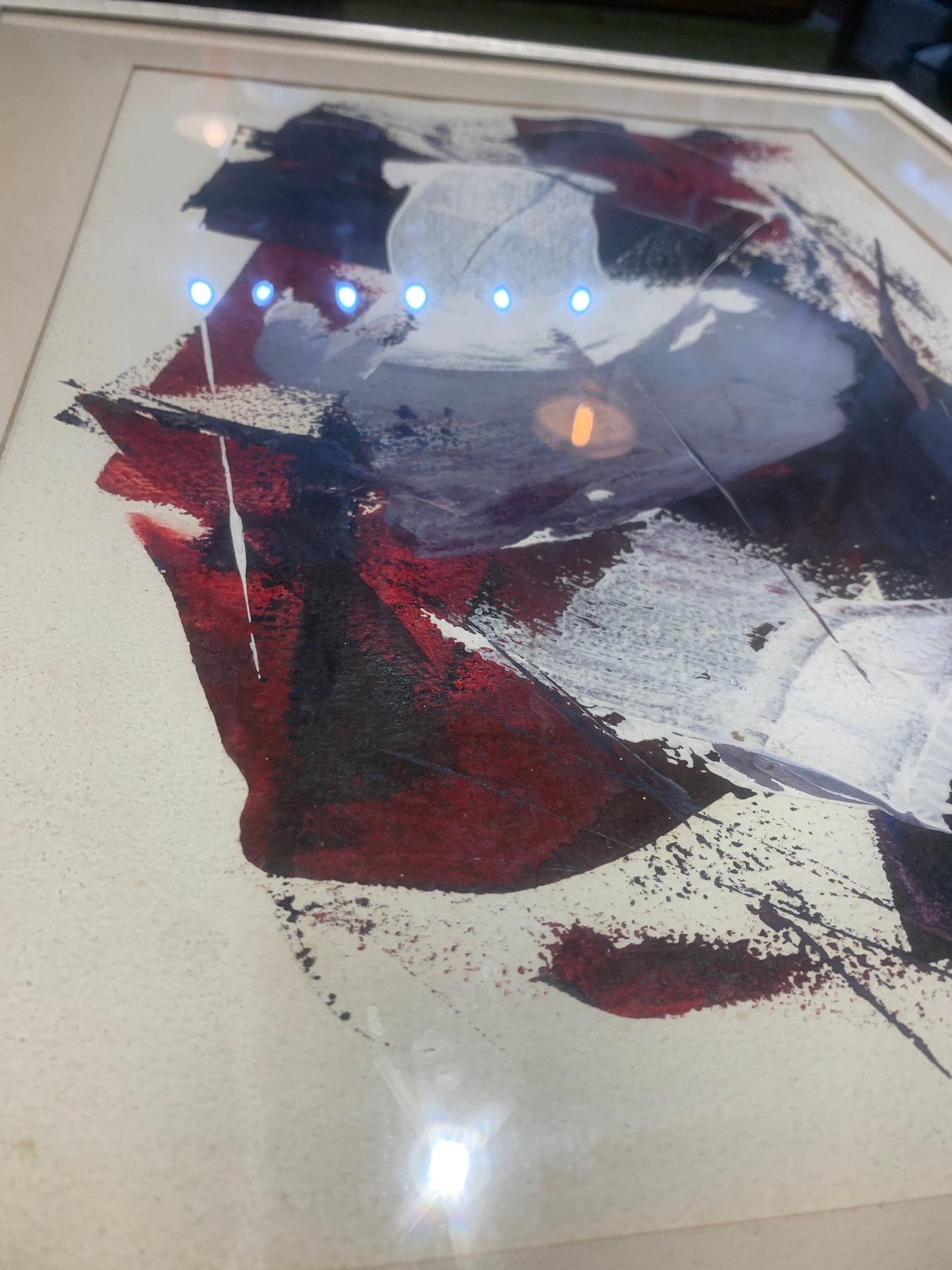 Vintage 1962 Framed Abstract Painting by Artist Aaron Levy