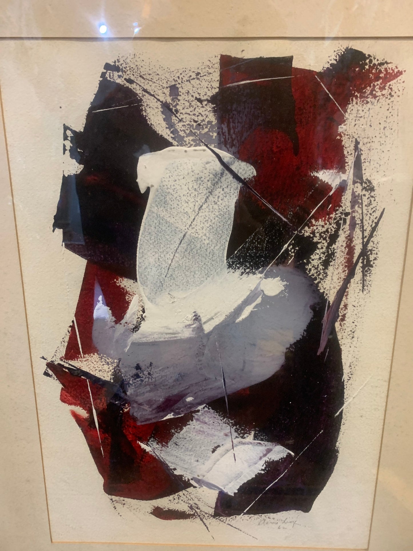 Vintage 1962 Framed Abstract Painting by Artist Aaron Levy