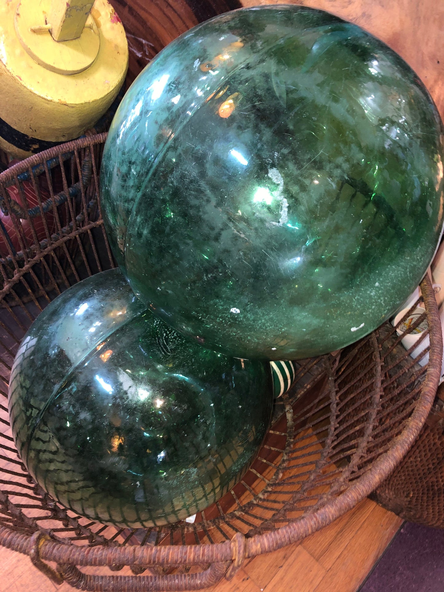 Vintage Handblown Glass Green Buoys